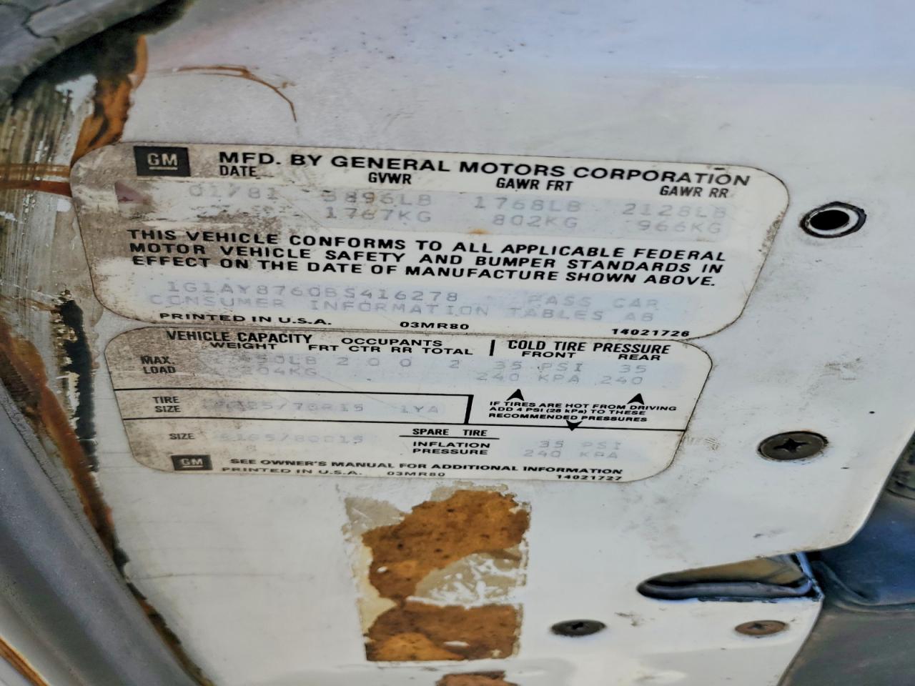 1981 Chevrolet Corvette Белый vin: 1G1AY8760BS416278