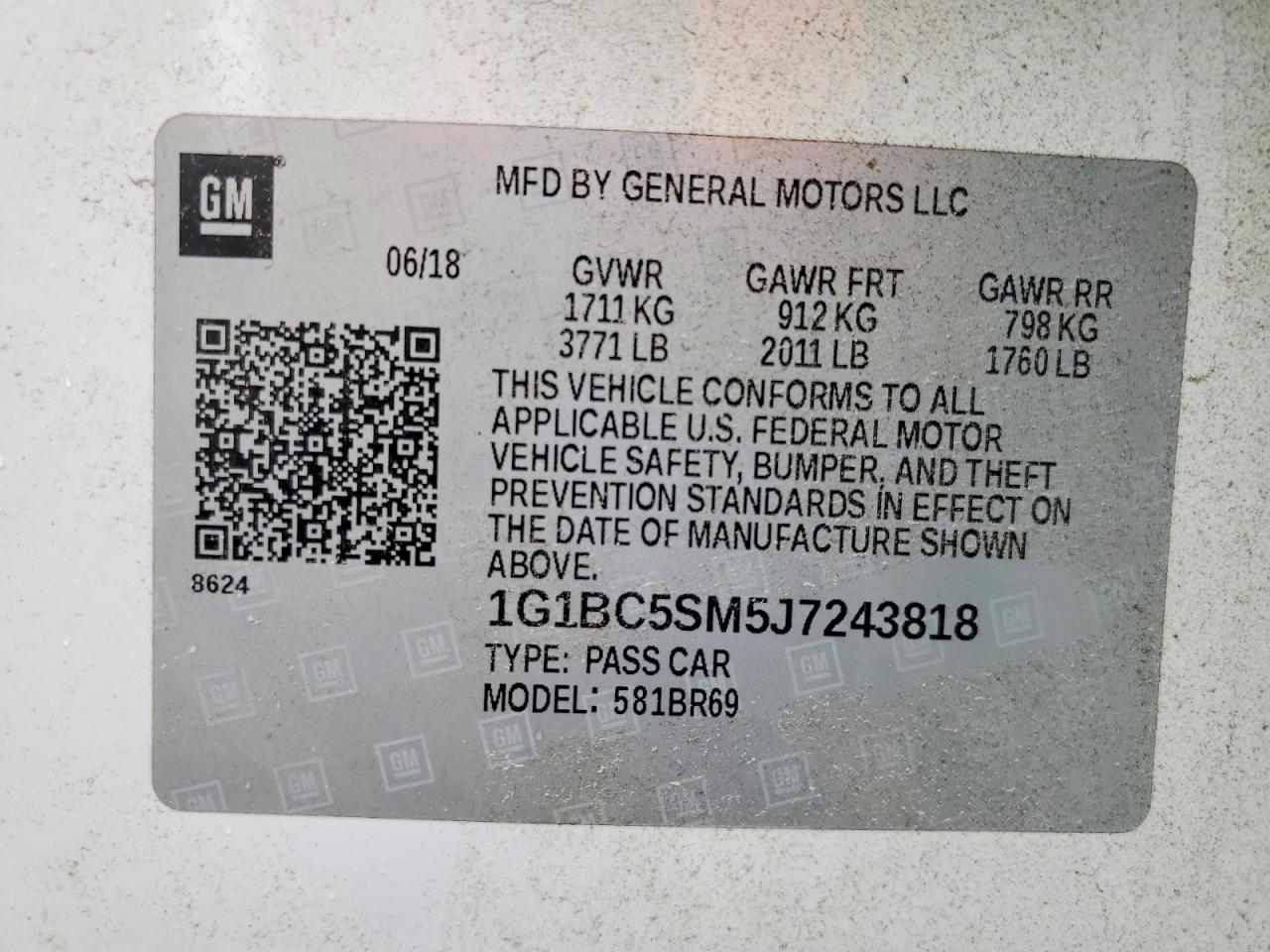 2018 Chevrolet Cruze Ls White vin: 1G1BC5SM5J7243818