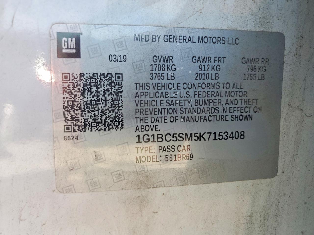 2019 Chevrolet Cruze Ls Белый vin: 1G1BC5SM5K7153408