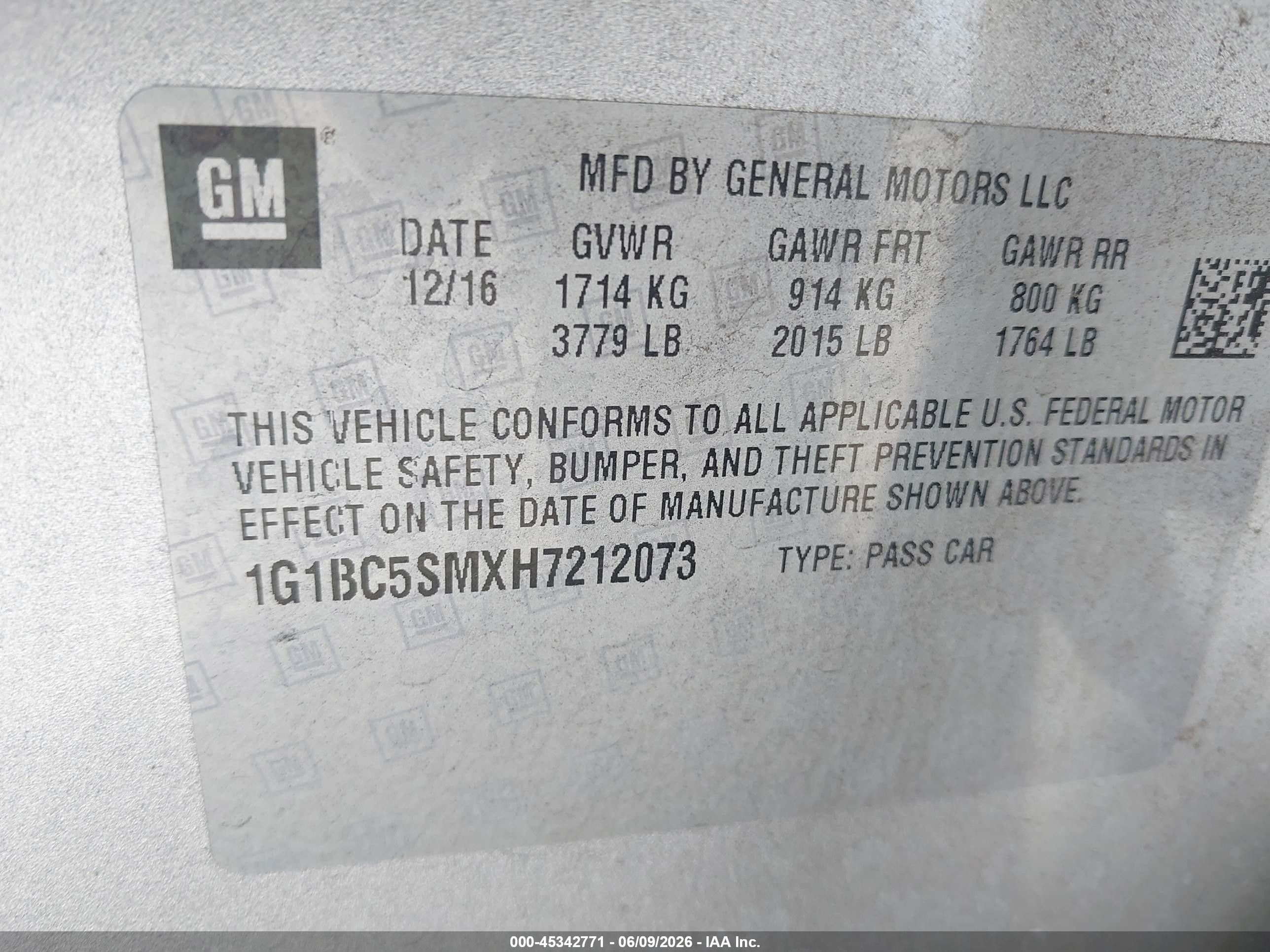 2017 Chevrolet Cruze Ls Auto Silver vin: 1G1BC5SMXH7212073