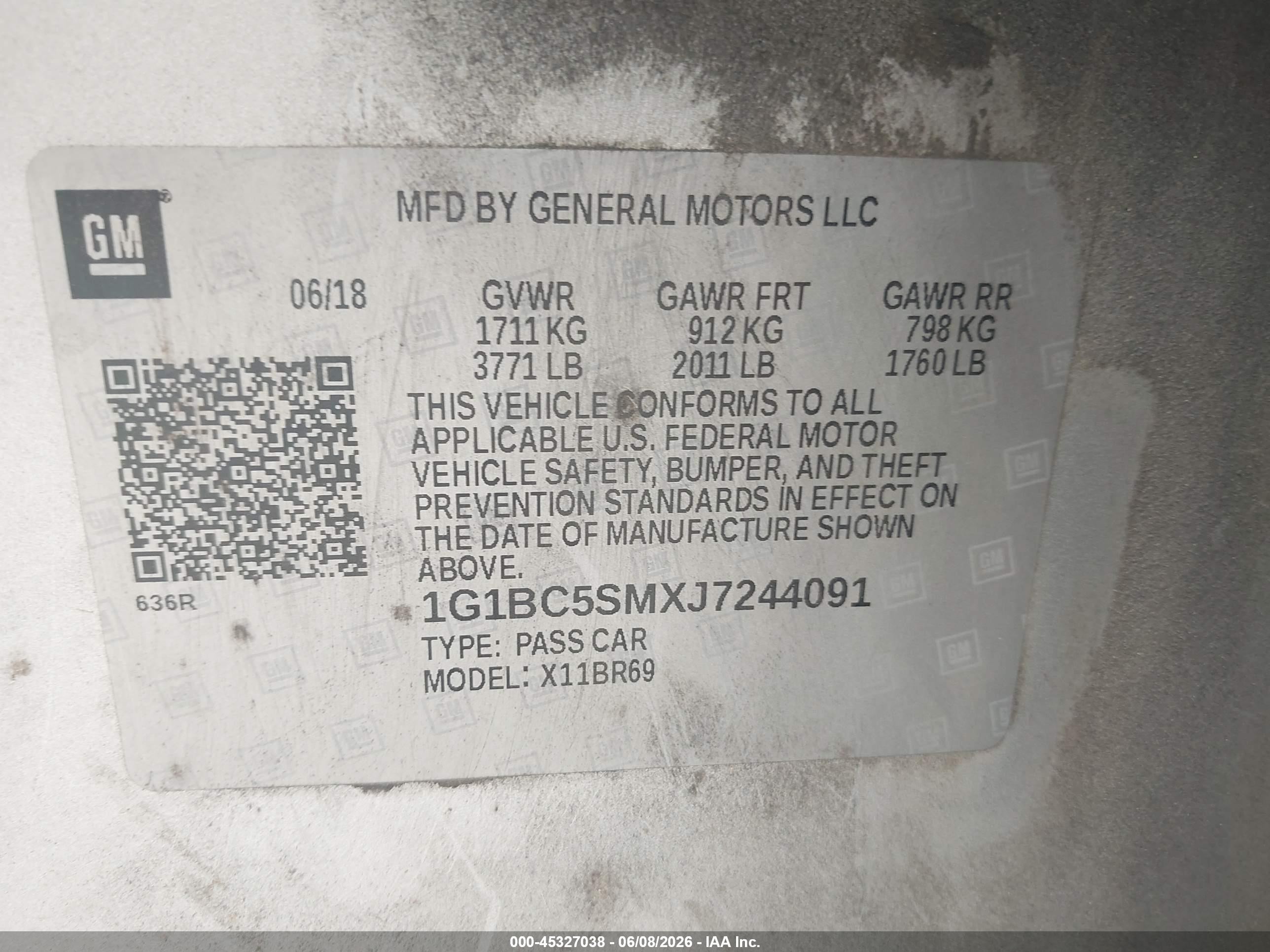 2018 Chevrolet Cruze Ls Auto Silver vin: 1G1BC5SMXJ7244091