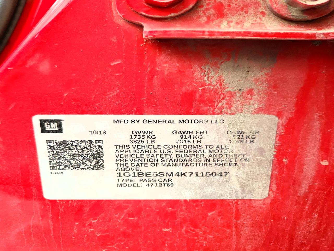 2019 Chevrolet Cruze Lt Red vin: 1G1BE5SM4K7115047