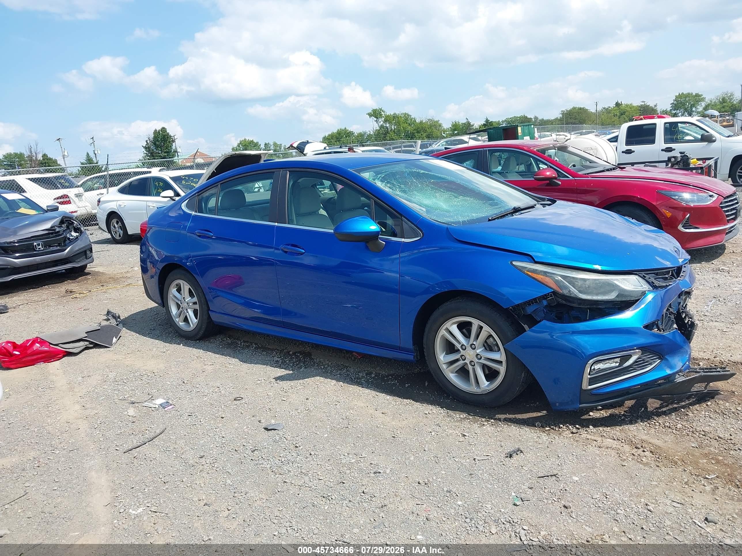 2017 Chevrolet Cruze Lt Auto Blue vin: 1G1BE5SMXH7191655