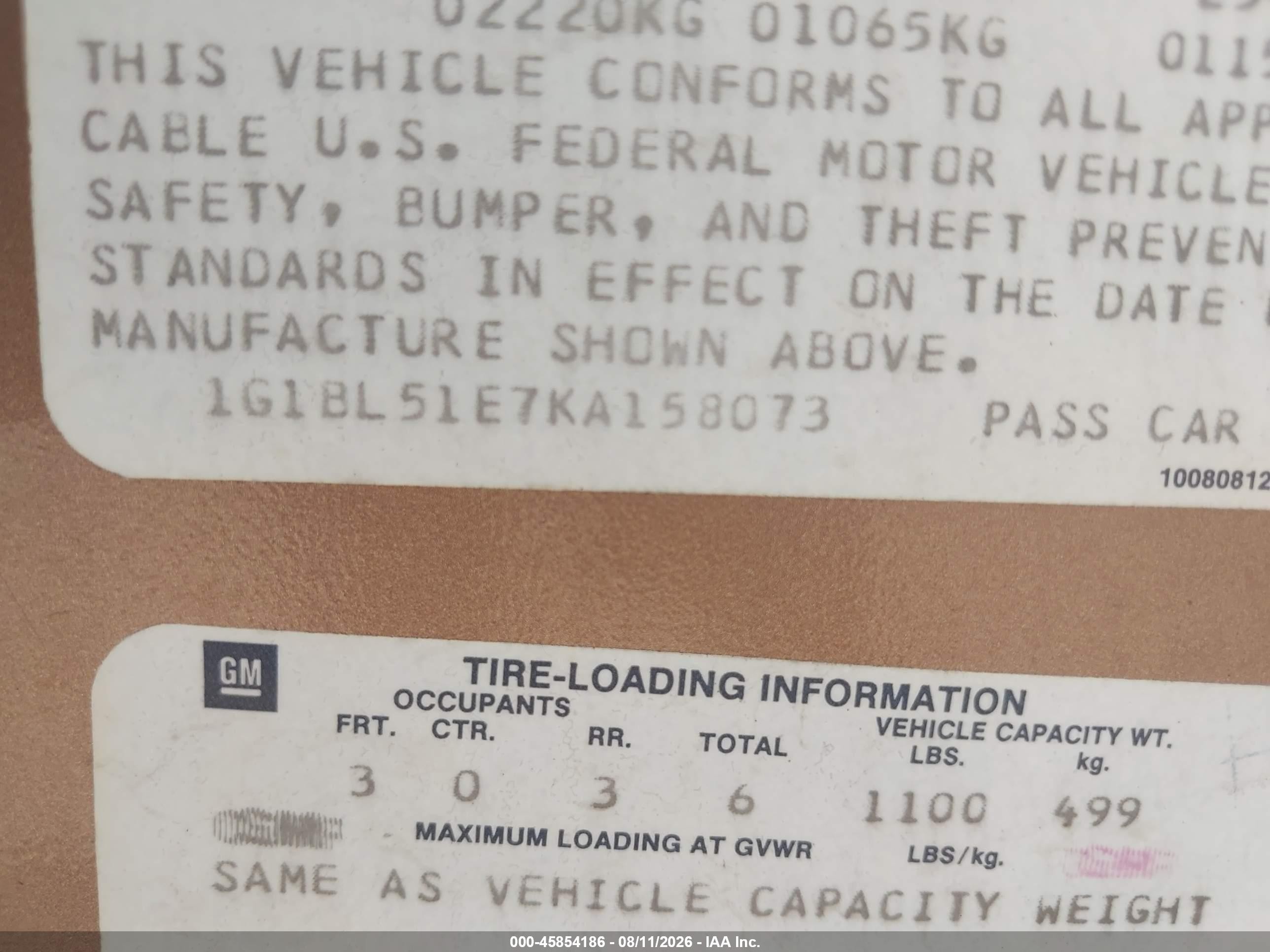 1989 Chevrolet Caprice   Tan vin: 1G1BL51E7KA158073
