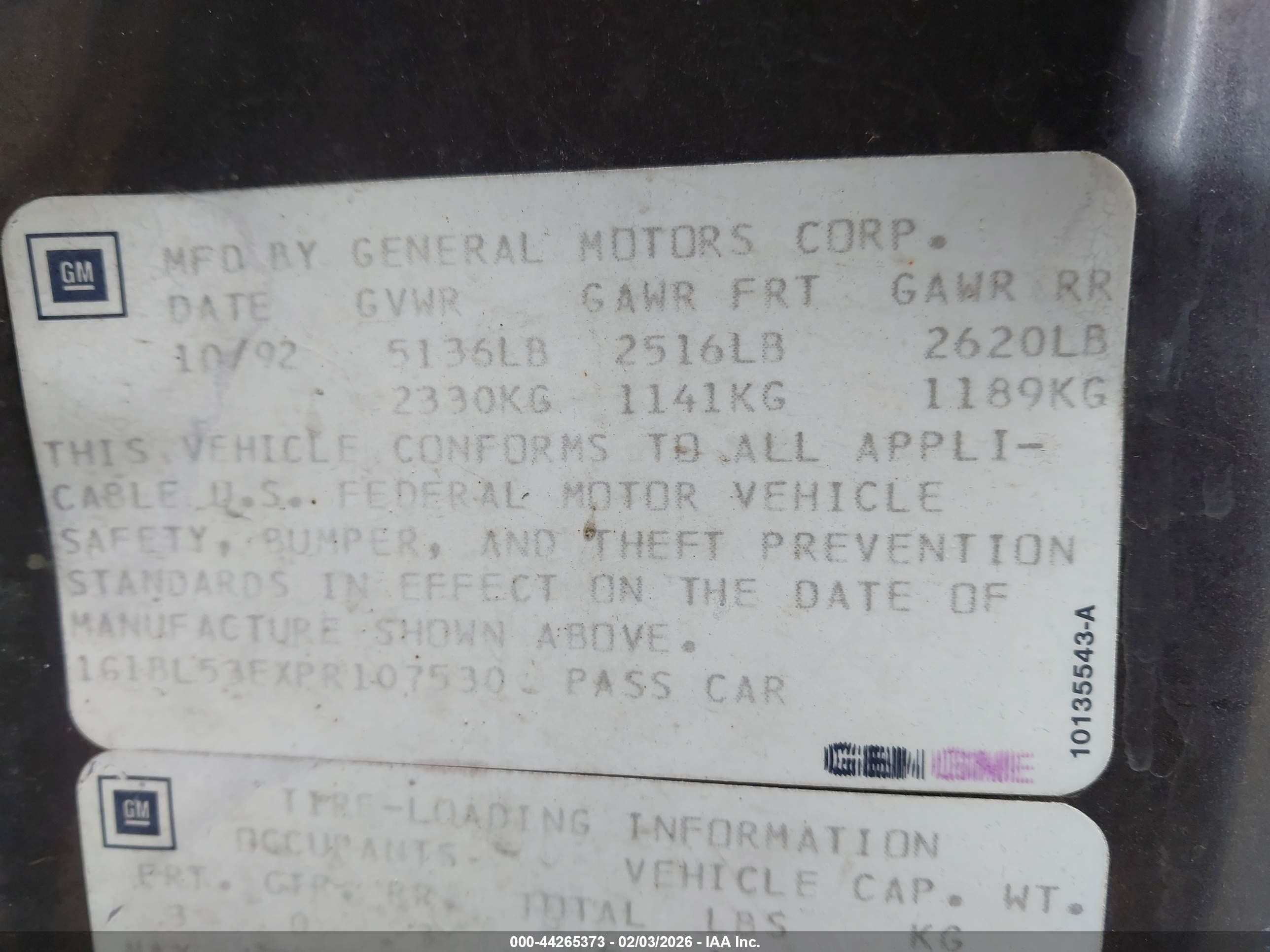 1993 Chevrolet Caprice Classic Gray vin: 1G1BL53EXPR107530