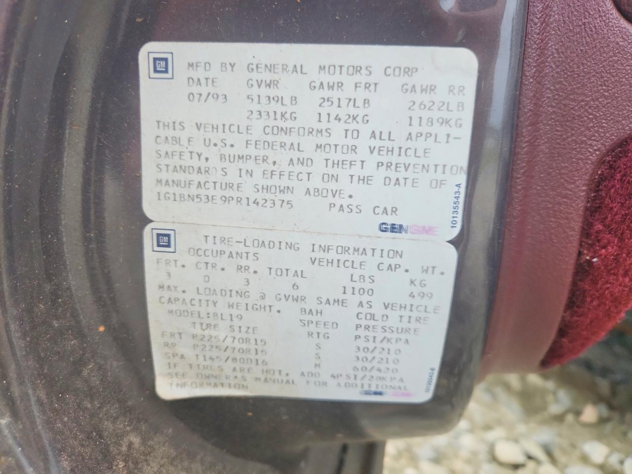 1993 Chevrolet Caprice Classic Ls Gray vin: 1G1BN53E9PR142375