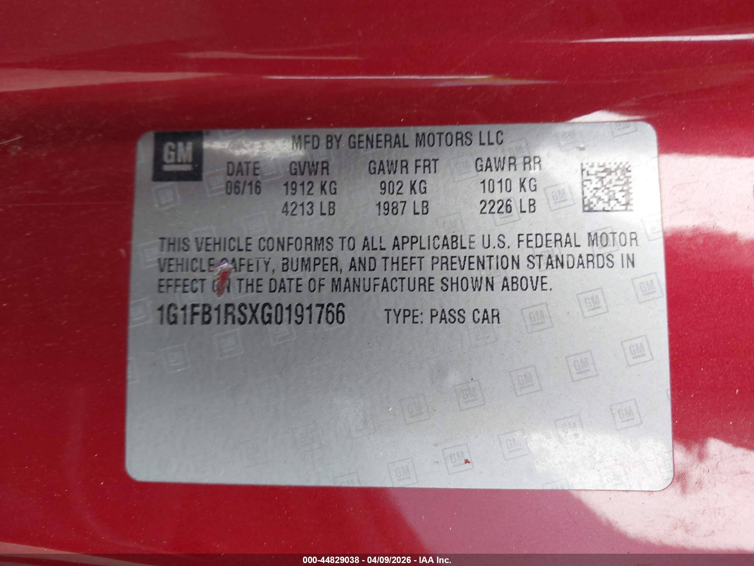 2016 Chevrolet Camaro 1lt Red vin: 1G1FB1RSXG0191766