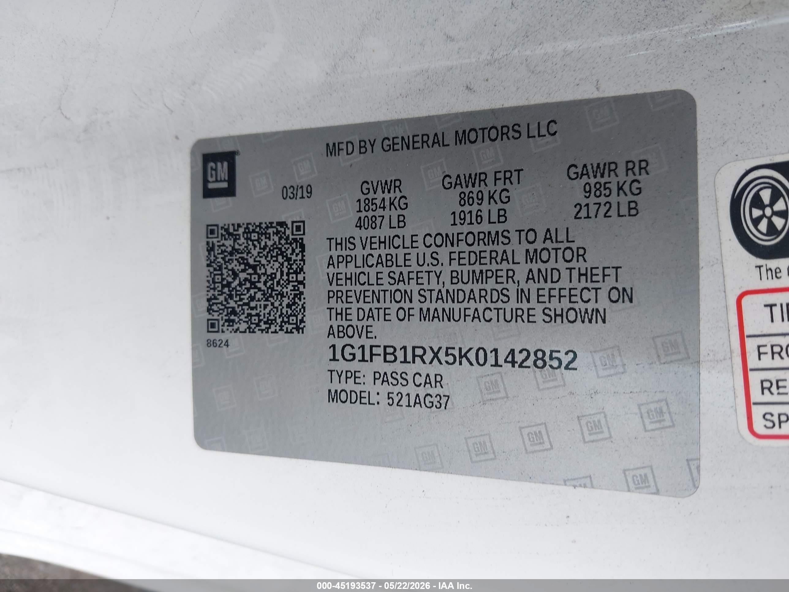 2019 Chevrolet Camaro 1ls White vin: 1G1FB1RX5K0142852