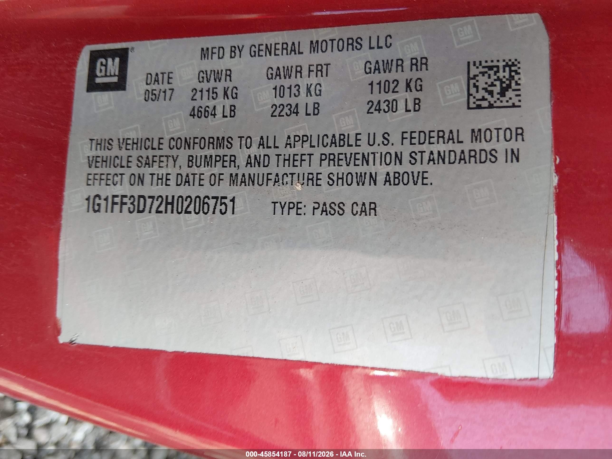 2017 Chevrolet Camaro 1ss Красный vin: 1G1FF3D72H0206751