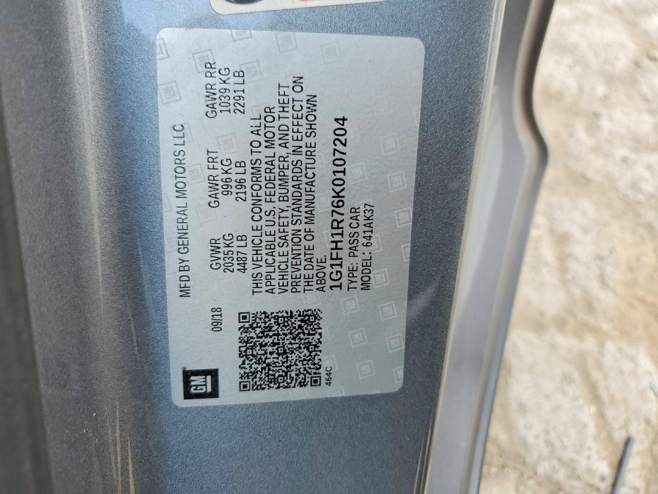 2019 Chevrolet Camaro Ss Gray vin: 1G1FH1R76K0107204