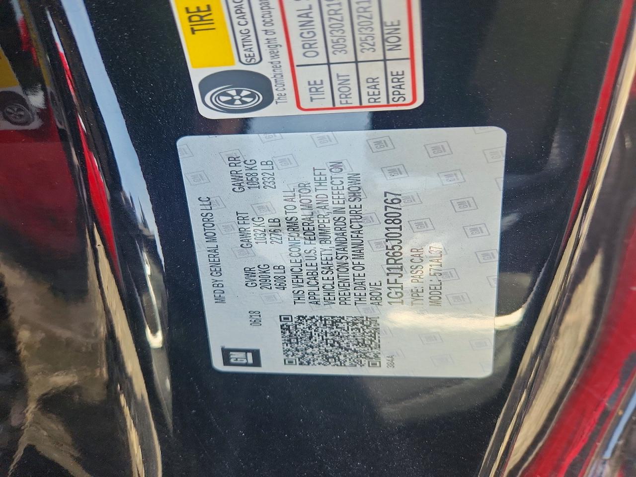 2018 Chevrolet Camaro Zl1 Черный vin: 1G1FJ1R65J0180767
