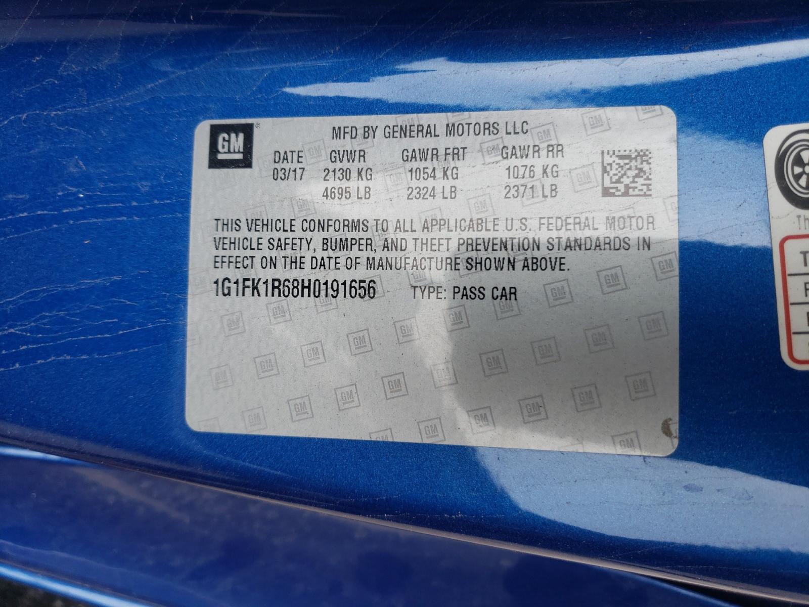 1G1FK1R68H0191656 — 2017 CHEVROLET CAMARO | AutoHelperBot