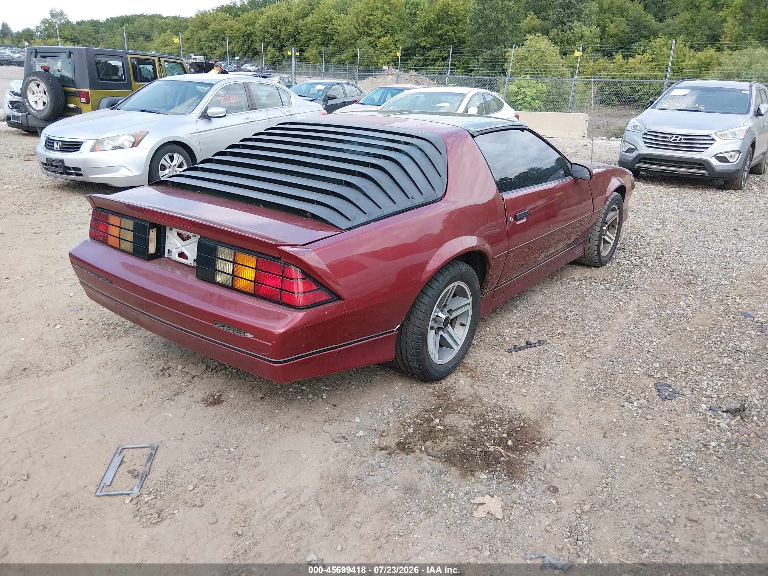 1987 Chevrolet Camaro   Red vin: 1G1FP2186HL145875