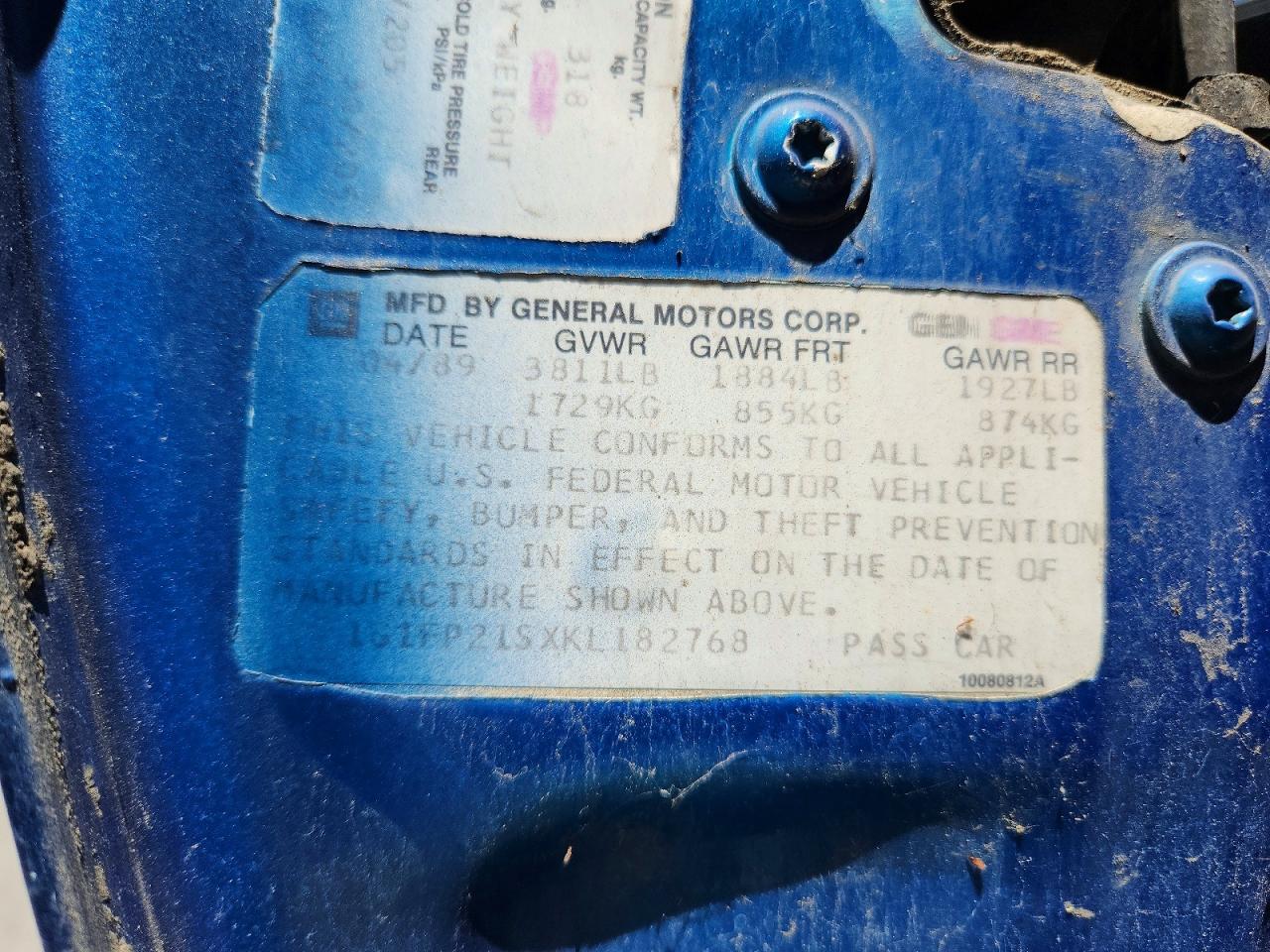 1989 Chevrolet Camaro Two Tone vin: 1G1FP21SXKL182768