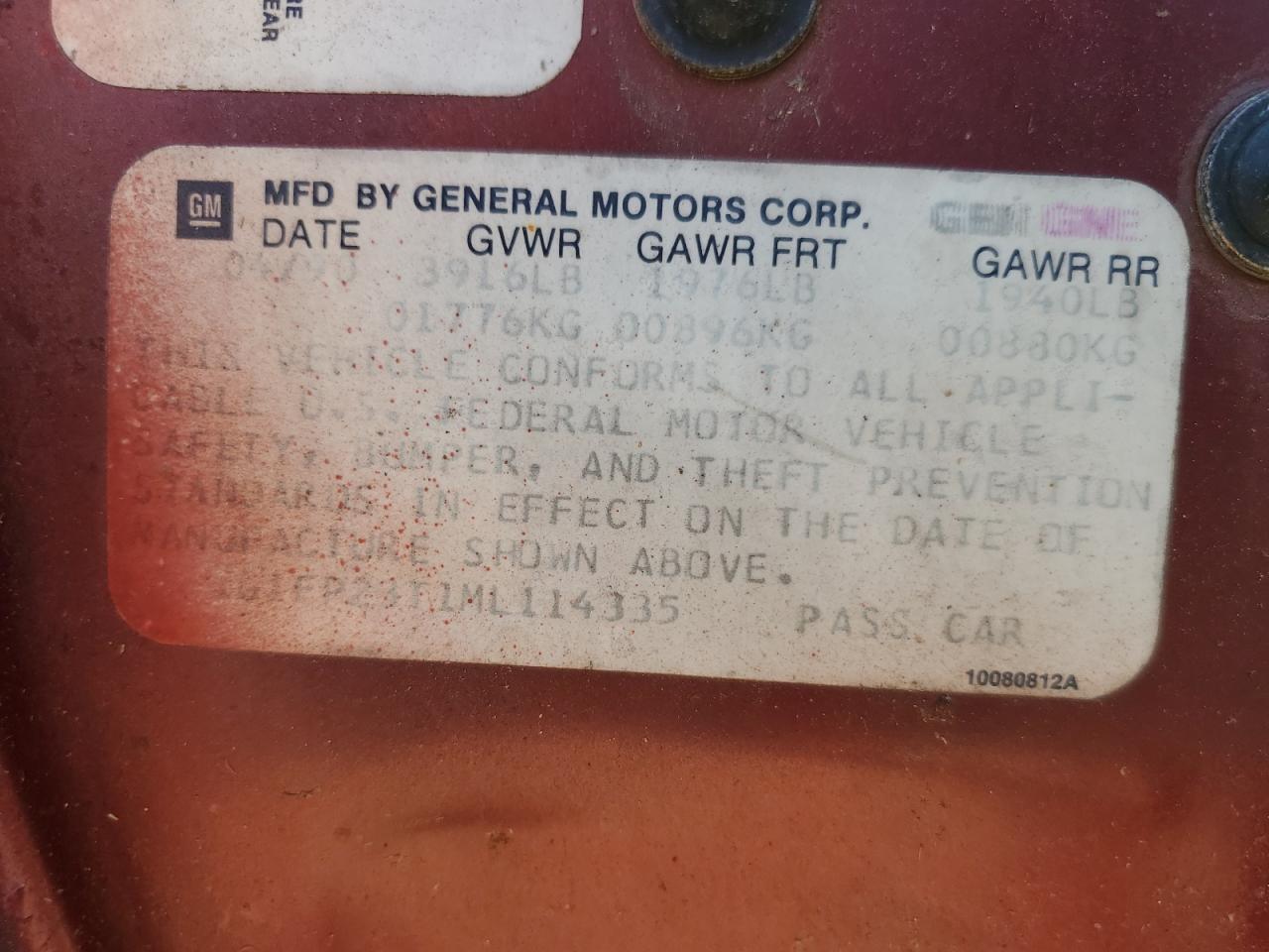 1991 Chevrolet Camaro Rs Burgundy vin: 1G1FP23T1ML114335