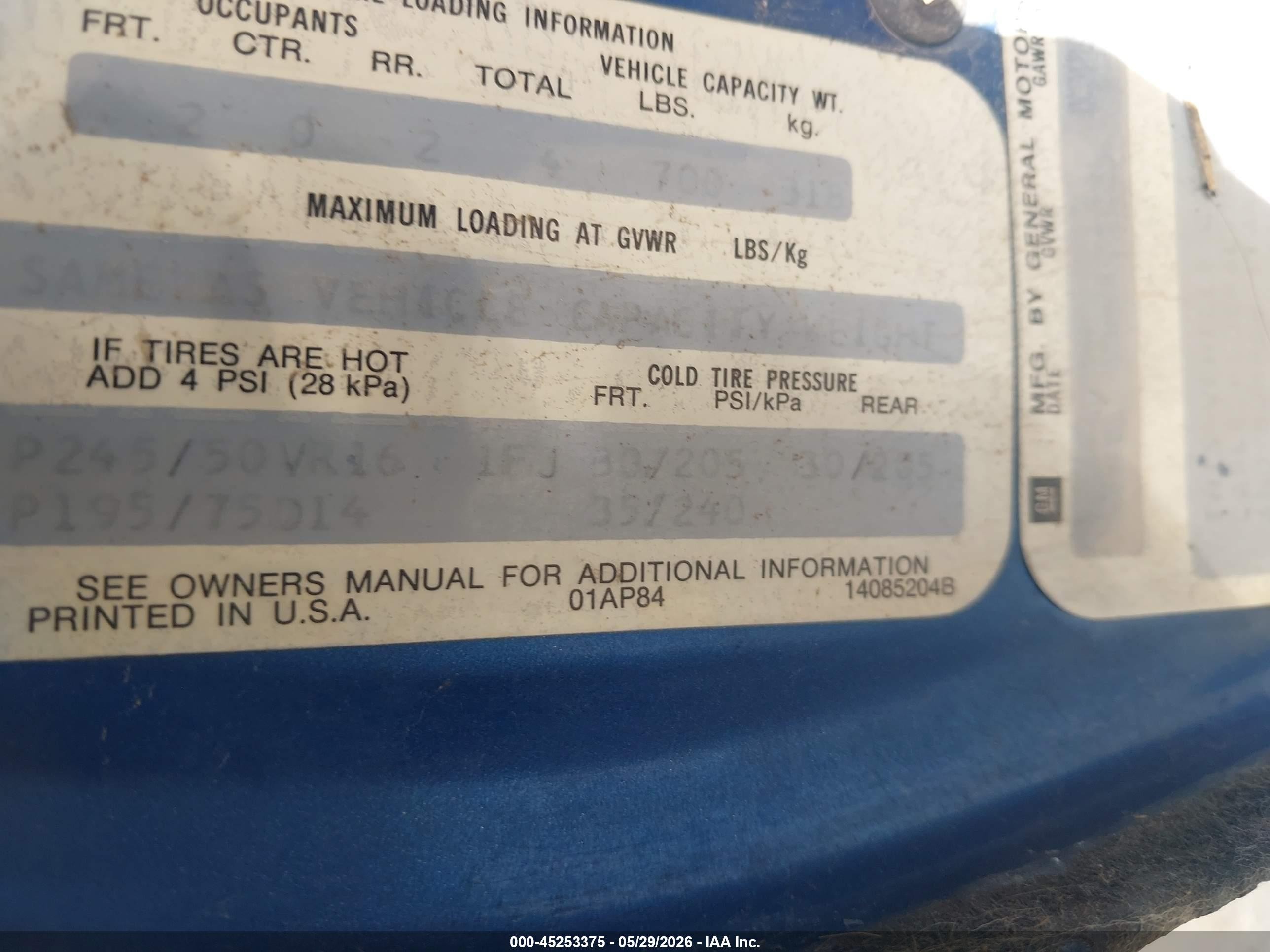 1985 Chevrolet Camaro   Blue vin: 1G1FP87F1FL467328