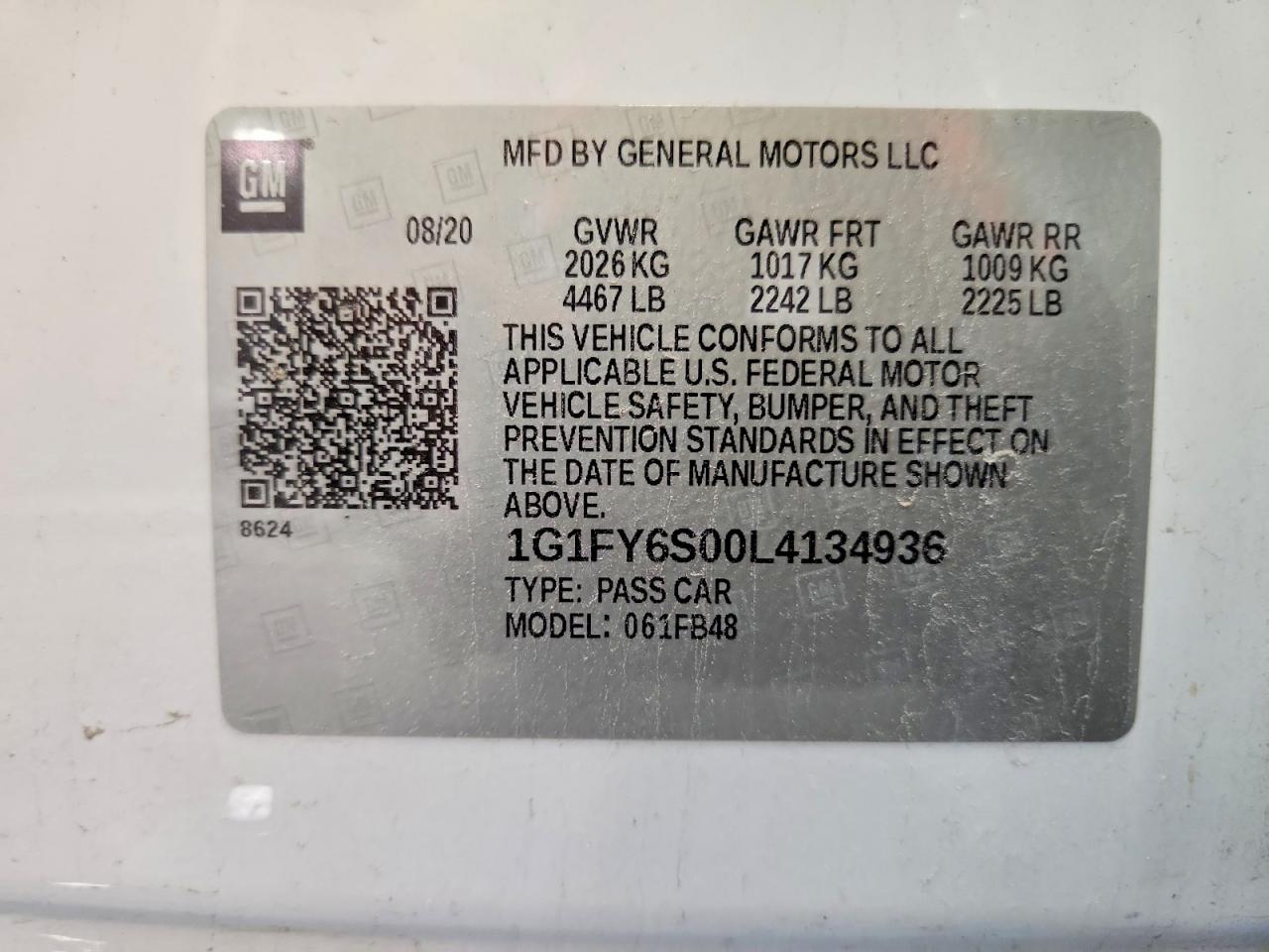 2020 Chevrolet Bolt Ev Lt White vin: 1G1FY6S00L4134936
