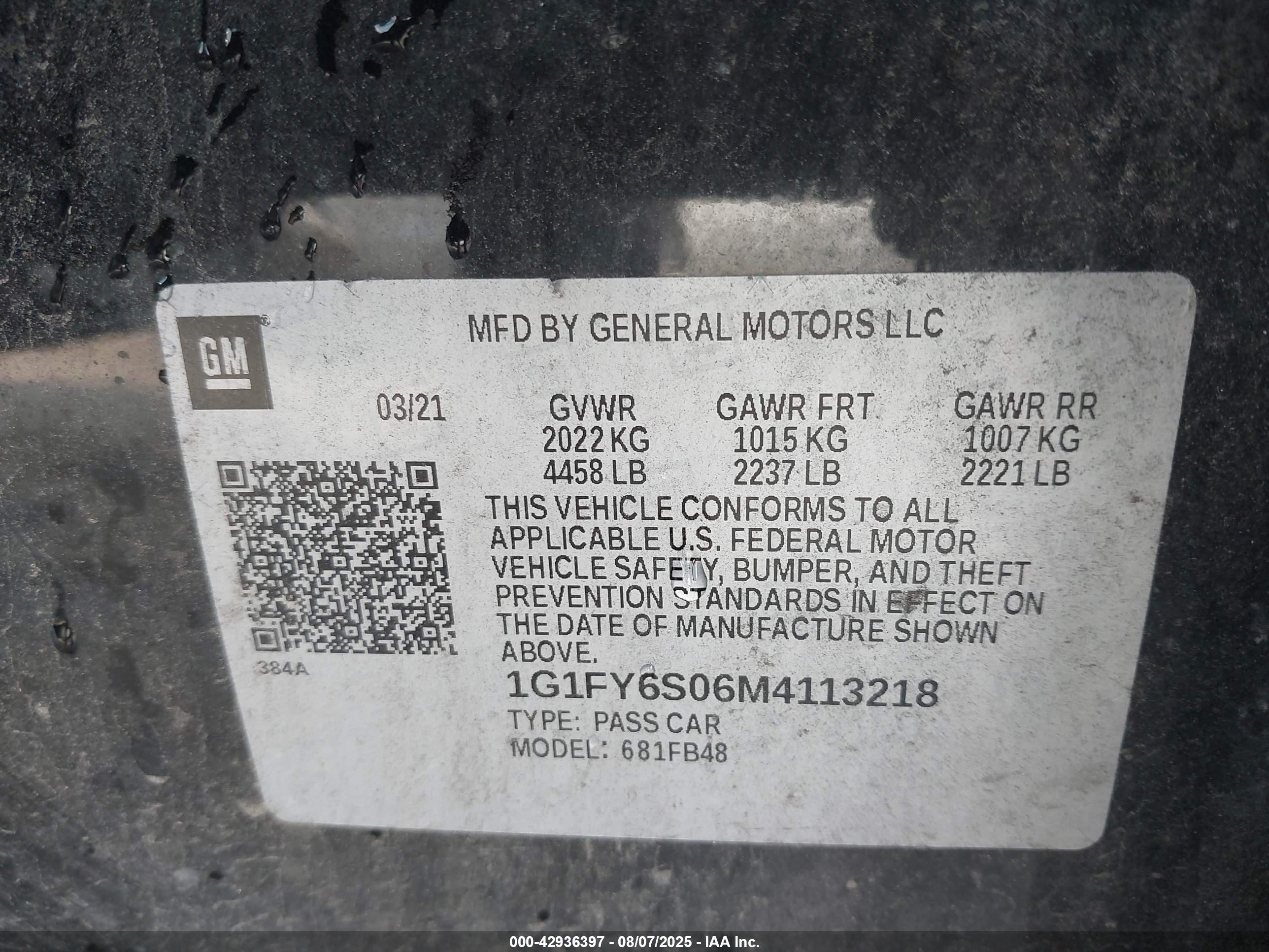 2021 Chevrolet Bolt Ev Fwd Lt Черный vin: 1G1FY6S06M4113218