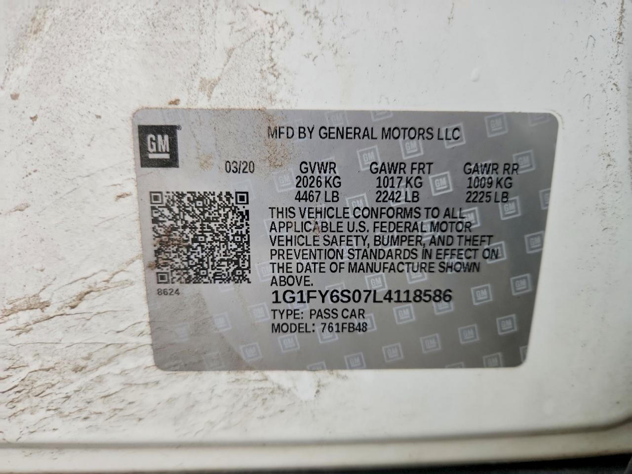 2020 Chevrolet Bolt Ev Lt Белый vin: 1G1FY6S07L4118586