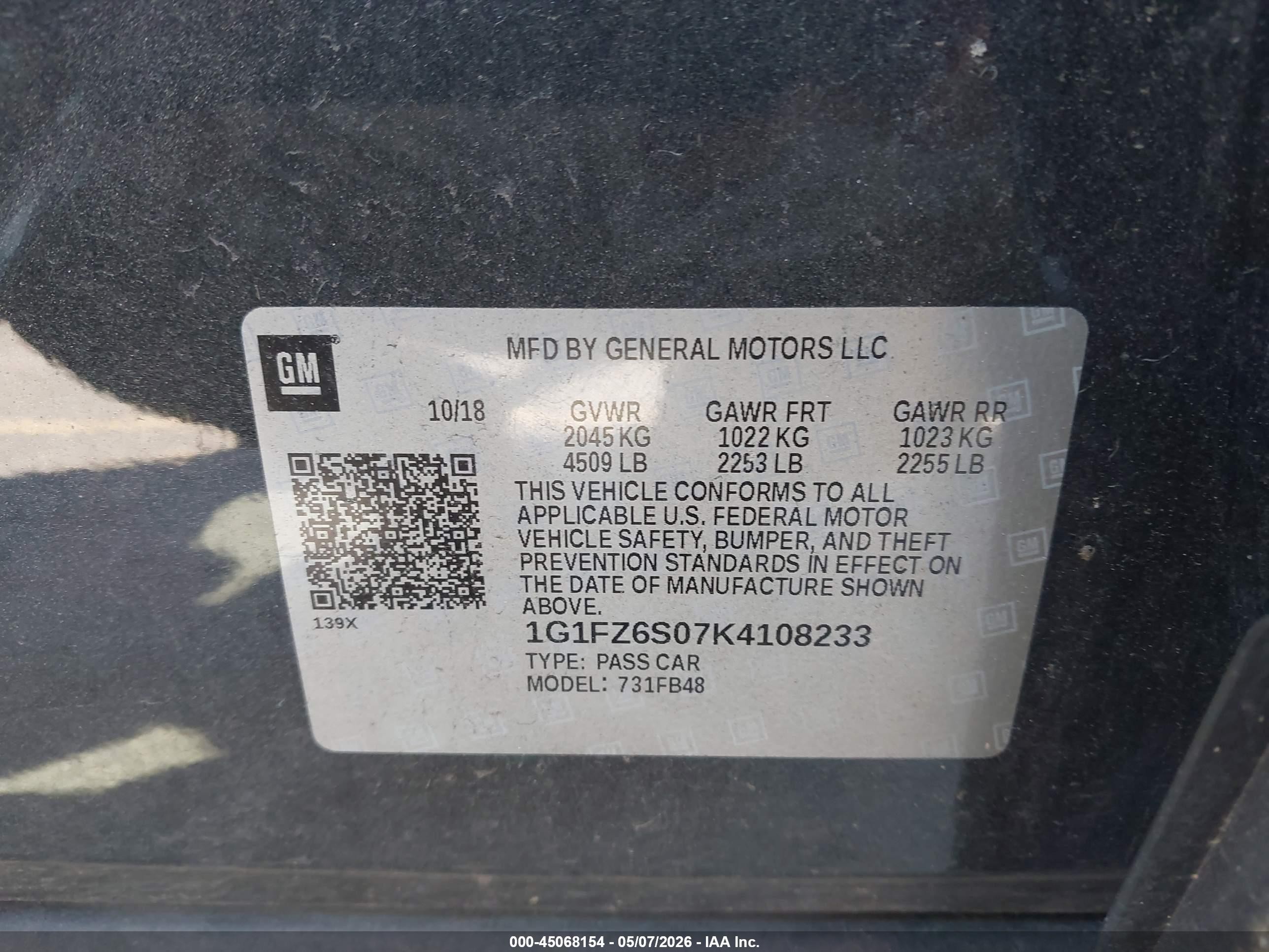 2019 Chevrolet Bolt Ev Premier Серый vin: 1G1FZ6S07K4108233