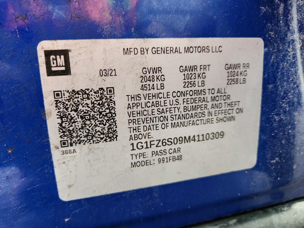 2021 Chevrolet Bolt Ev Premier Синий vin: 1G1FZ6S09M4110309