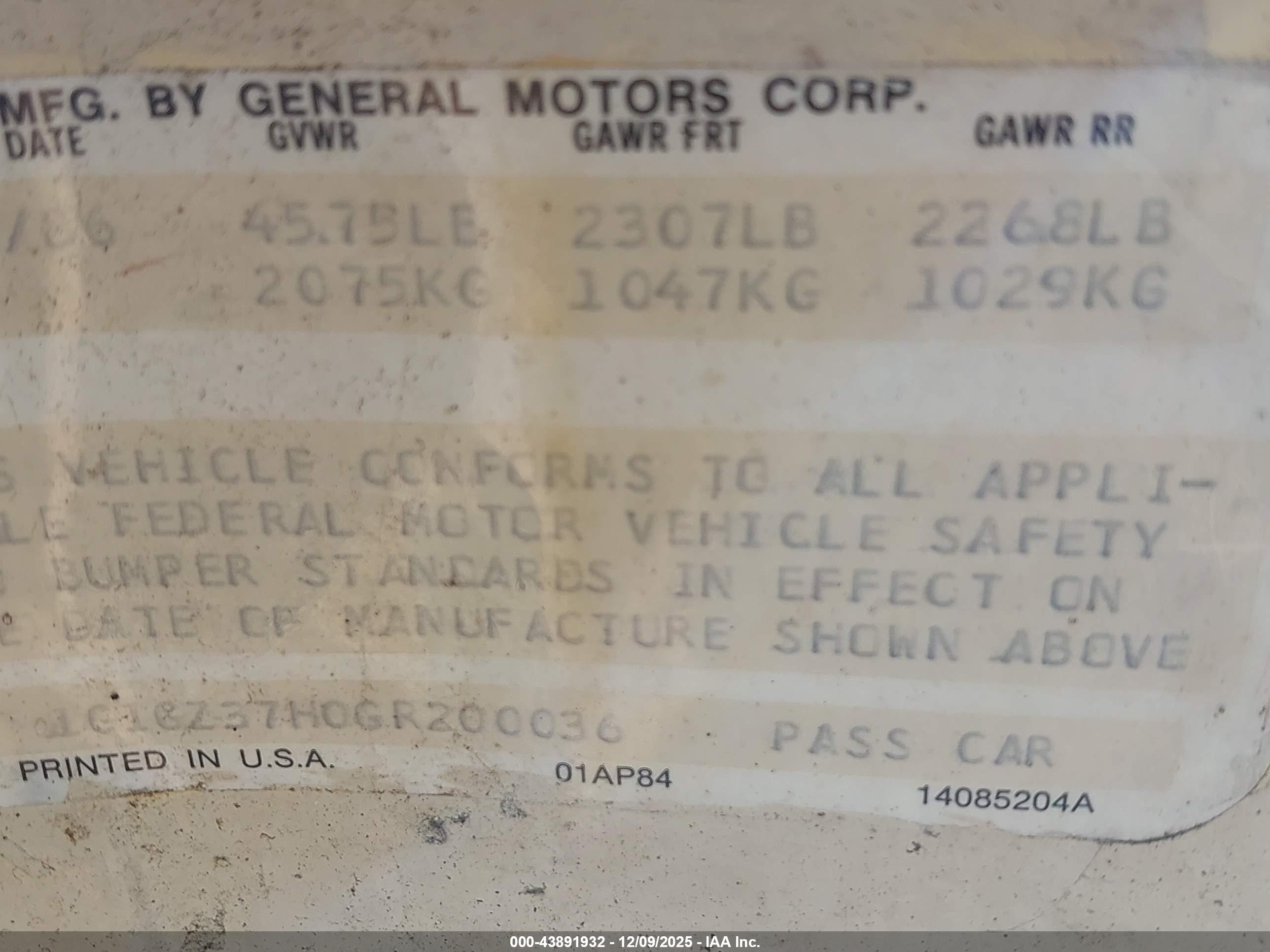1986 Chevrolet Monte Carlo   Cream vin: 1G1GZ3780GR200036