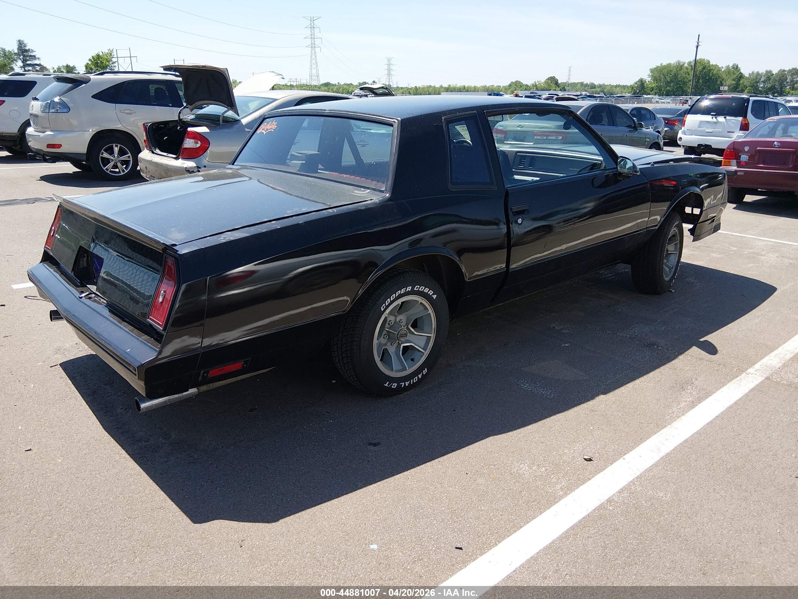 1986 Chevrolet Monte Carlo   Black vin: 1G1GZ37G7GR118215