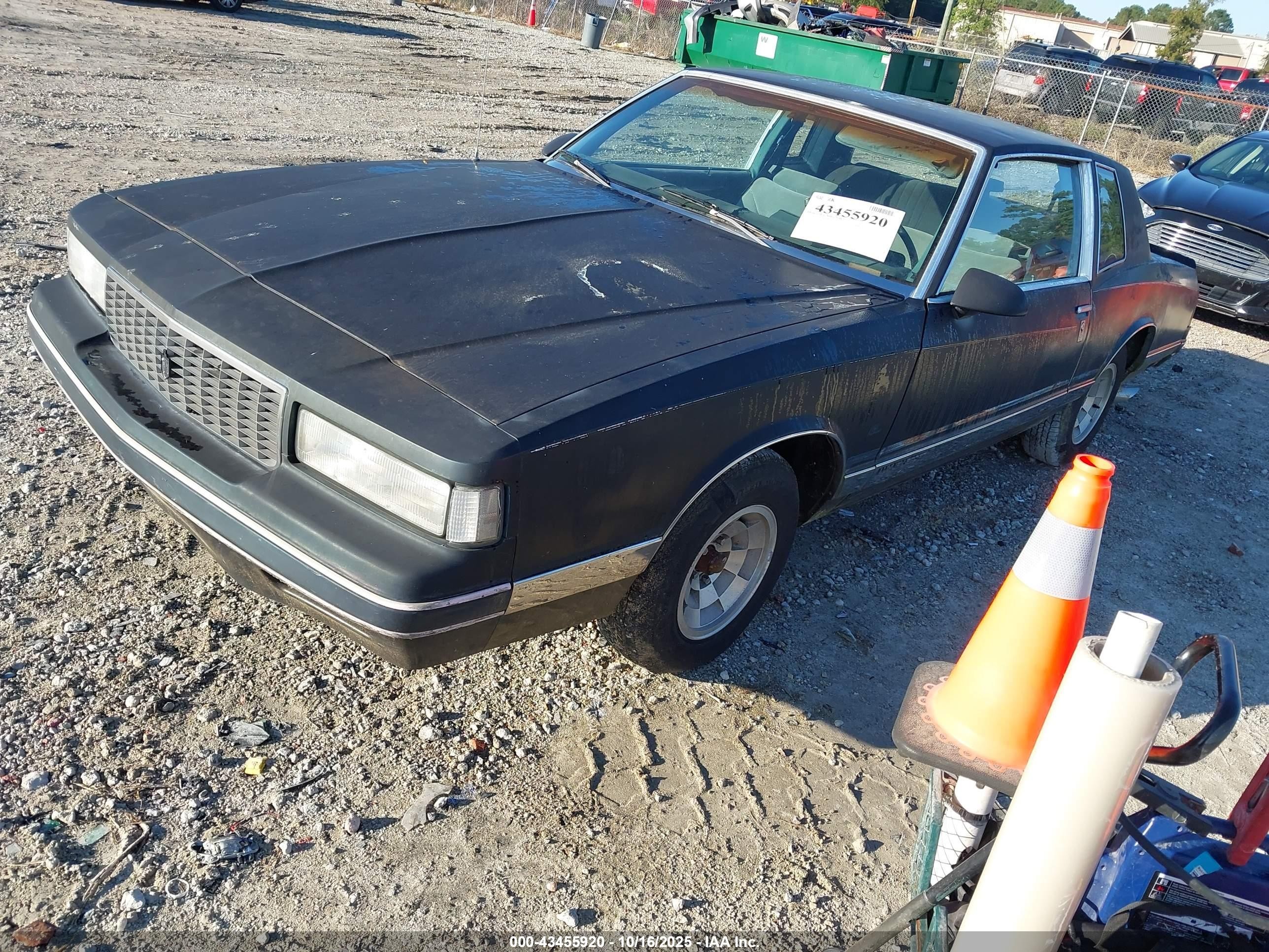 1986 Chevrolet Monte Carlo   Black vin: 1G1GZ37H1GR168519