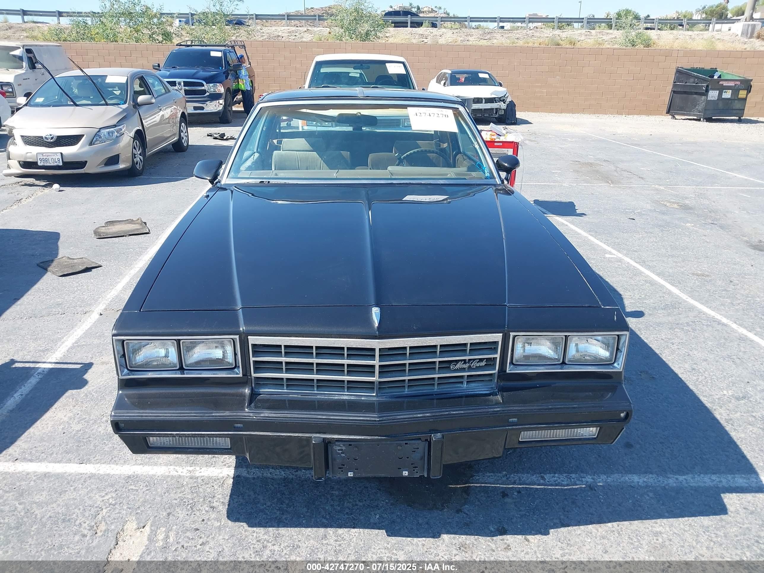 1986 Chevrolet Monte Carlo   Black vin: 1G1GZ37H7GR117672