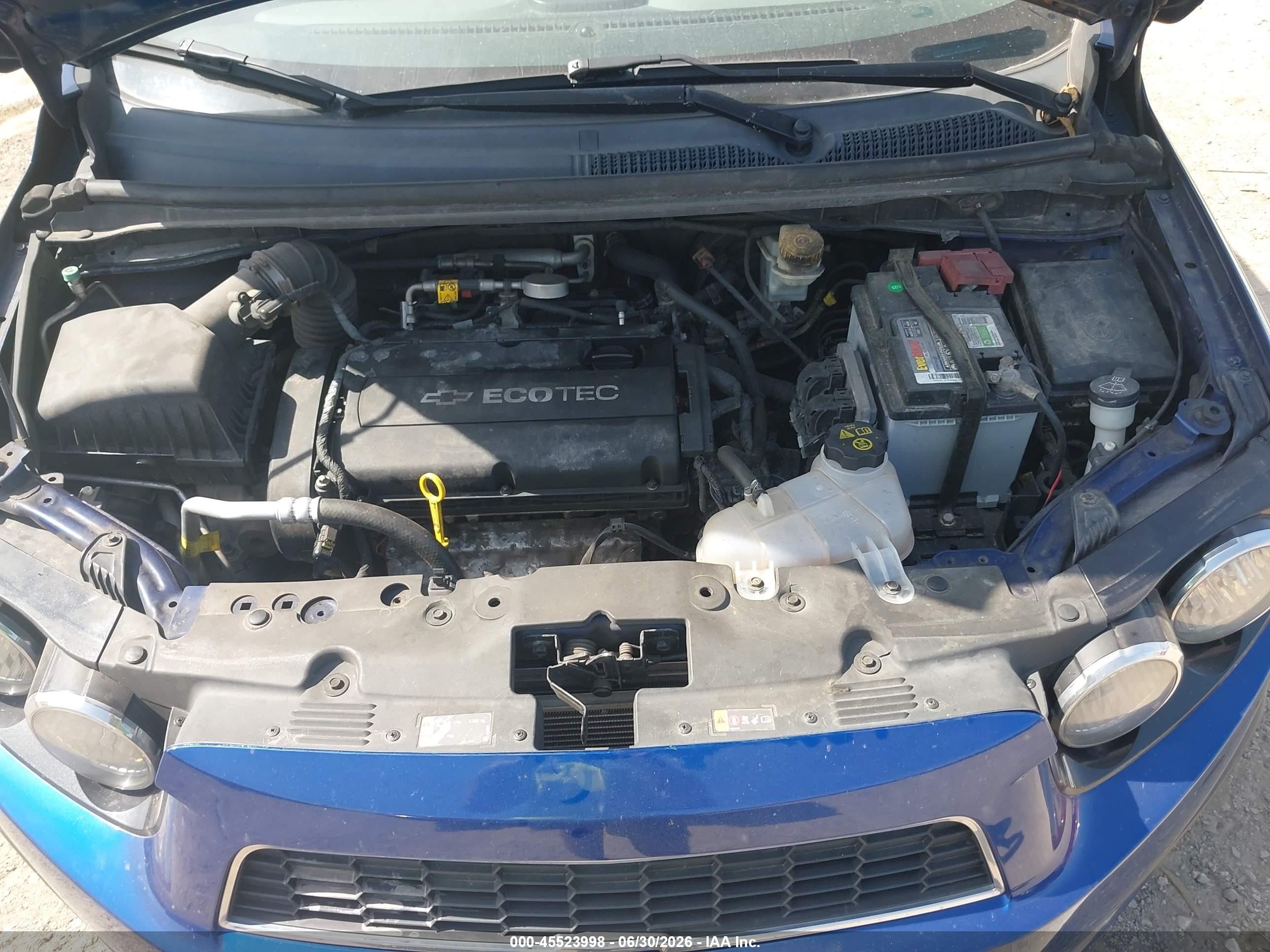 2012 Chevrolet Sonic 2ls Blue vin: 1G1JA5SH1C4216981