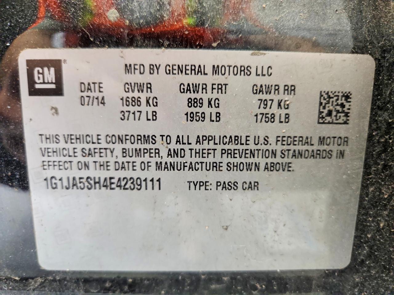2014 Chevrolet Sonic Ls Черный vin: 1G1JA5SH4E4239111