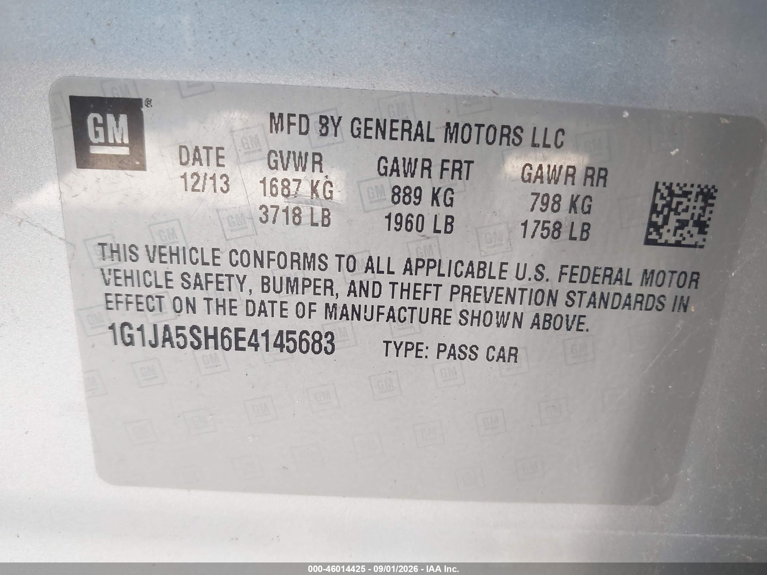 2014 Chevrolet Sonic Ls Auto Silver vin: 1G1JA5SH6E4145683