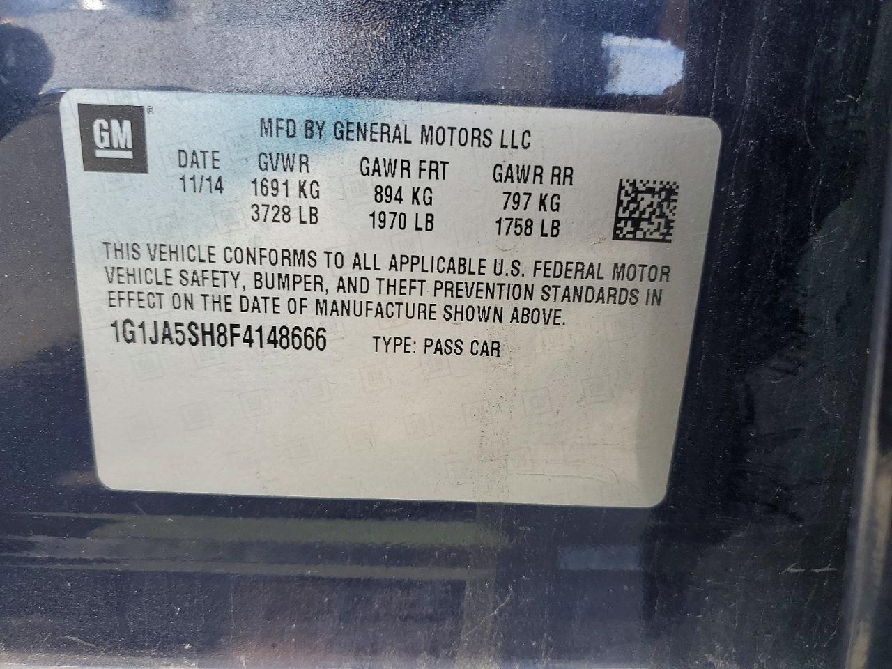 2015 Chevrolet Sonic Ls Blue vin: 1G1JA5SH8F4148666