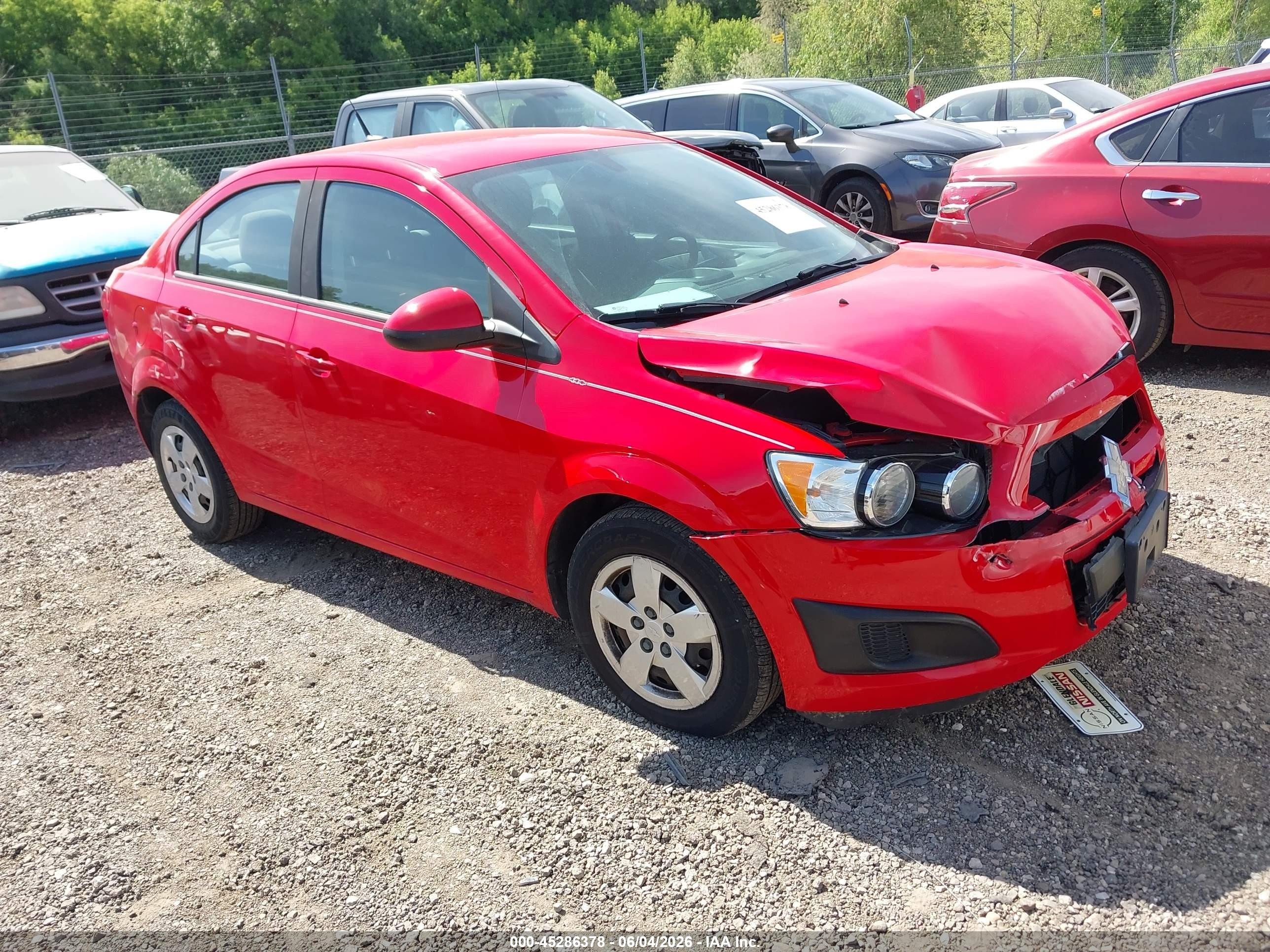 2014 Chevrolet Sonic Ls Auto Red vin: 1G1JA5SH9E4209473
