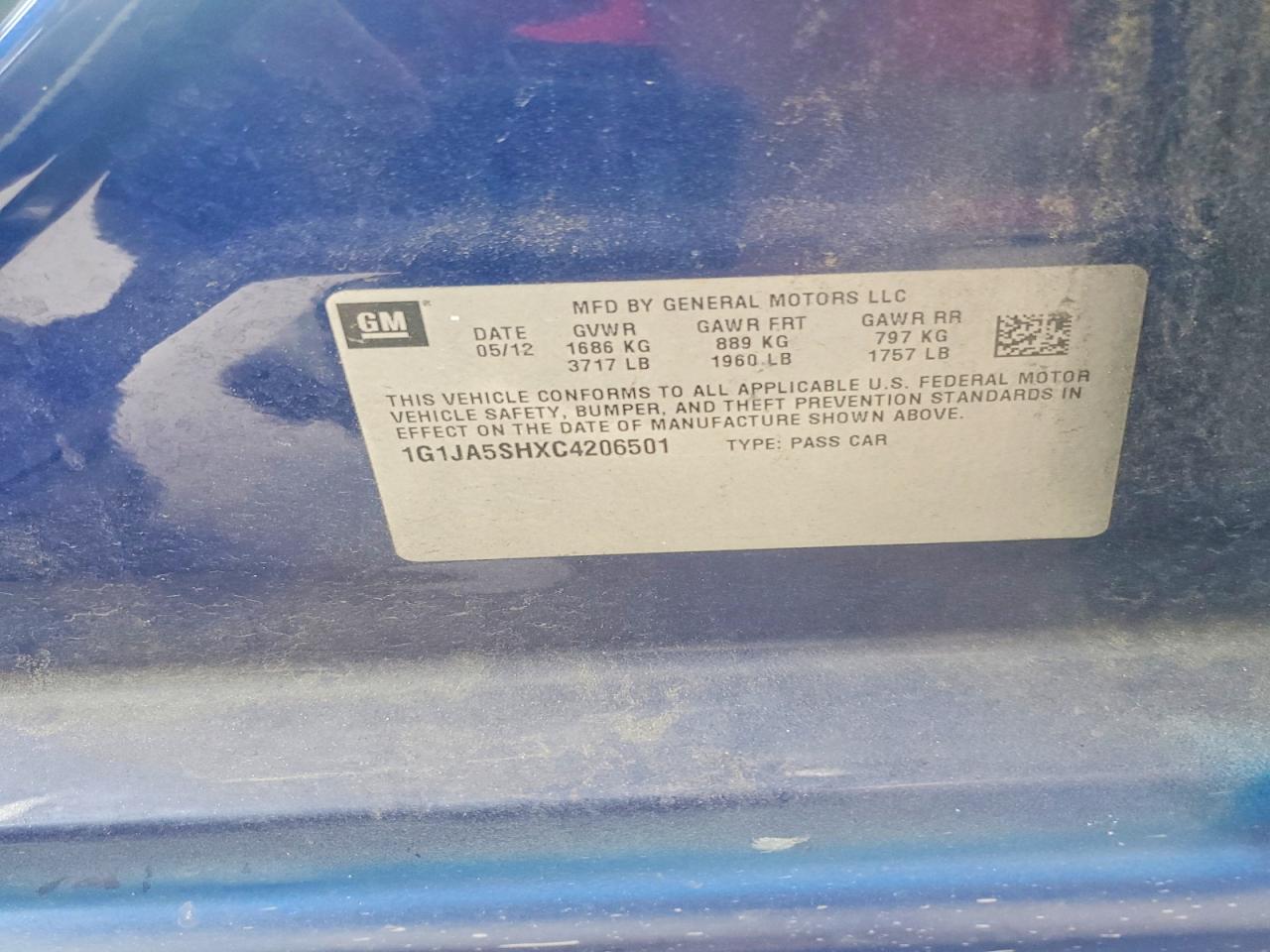 2012 Chevrolet Sonic Ls Blue vin: 1G1JA5SHXC4206501
