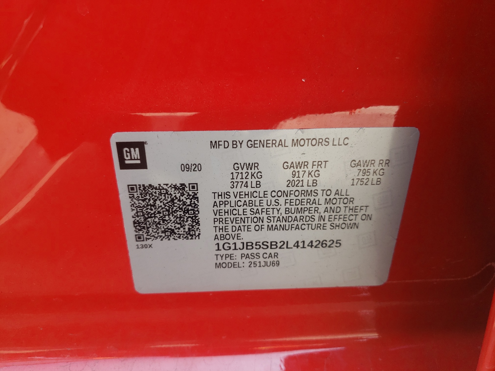 2020 Chevrolet Sonic Ls Red vin: 1G1JB5SB2L4142625