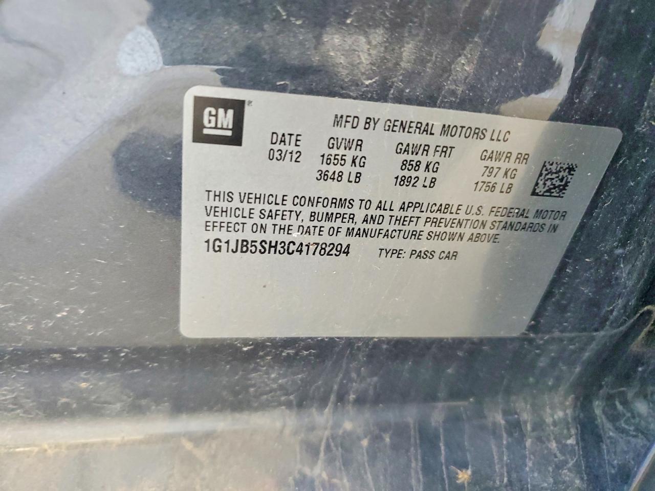 2012 Chevrolet Sonic Ls Gray vin: 1G1JB5SH3C4178294