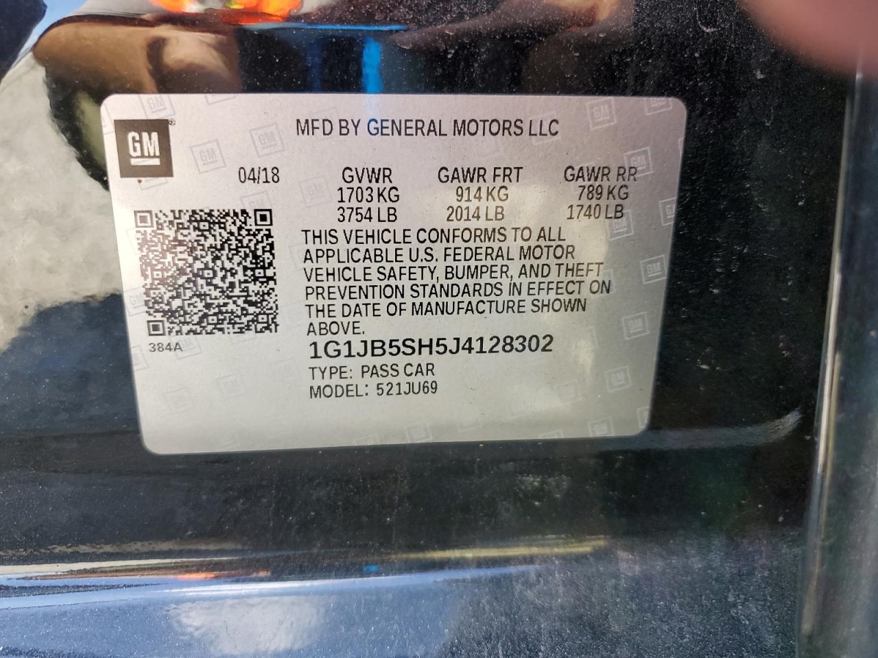 2018 Chevrolet Sonic Ls Черный vin: 1G1JB5SH5J4128302
