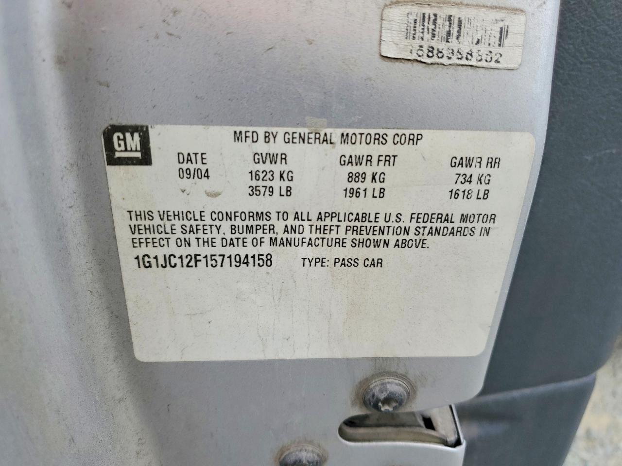 2005 Chevrolet Cavalier Silver vin: 1G1JC12F157194158
