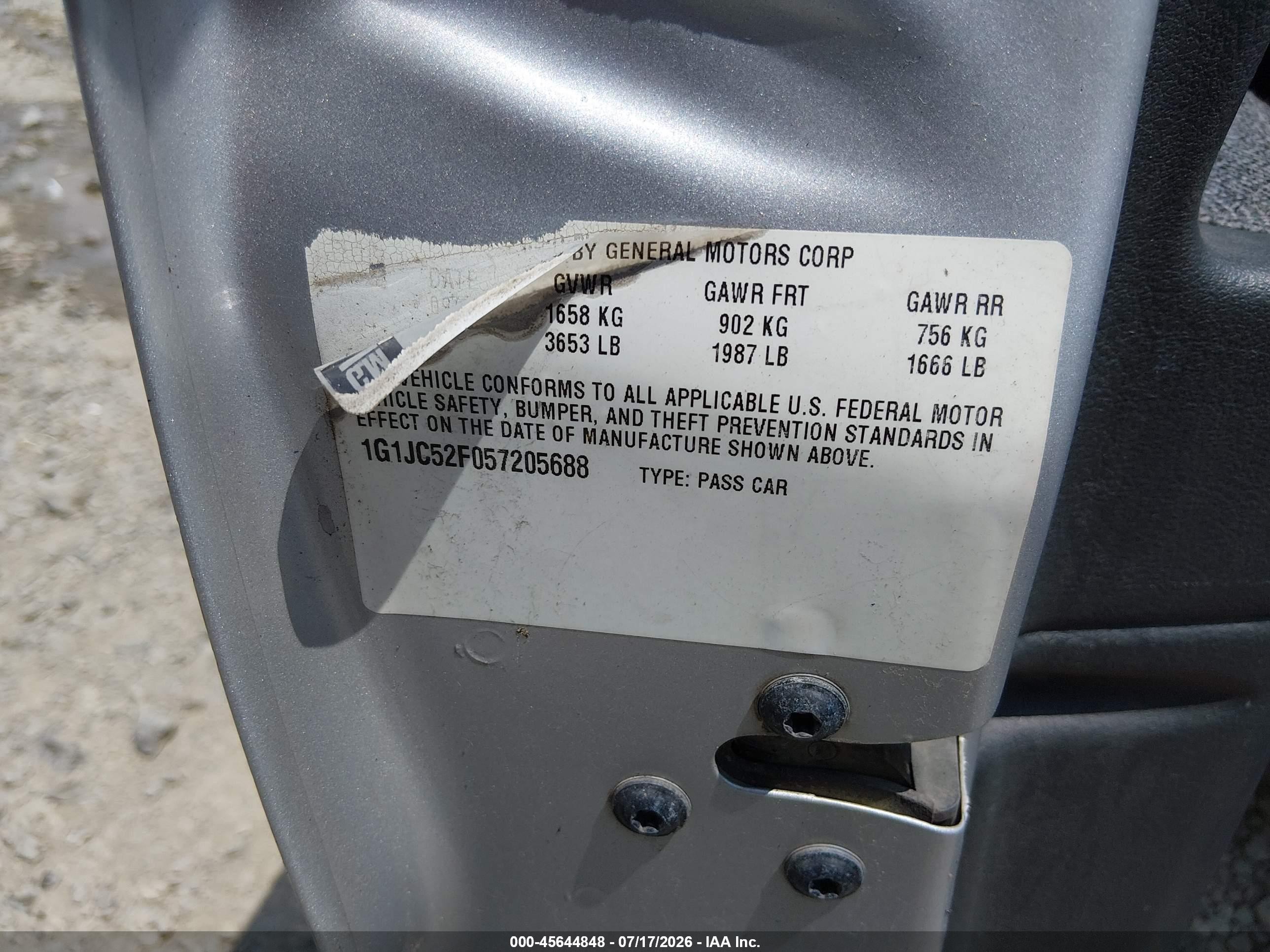 2005 Chevrolet Cavalier   Серебряный vin: 1G1JC52F057205688