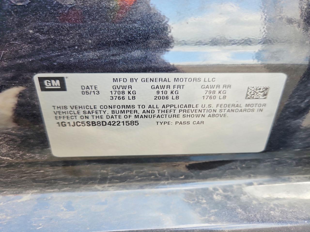 2013 Chevrolet Sonic Lt Black vin: 1G1JC5SB8D4221585