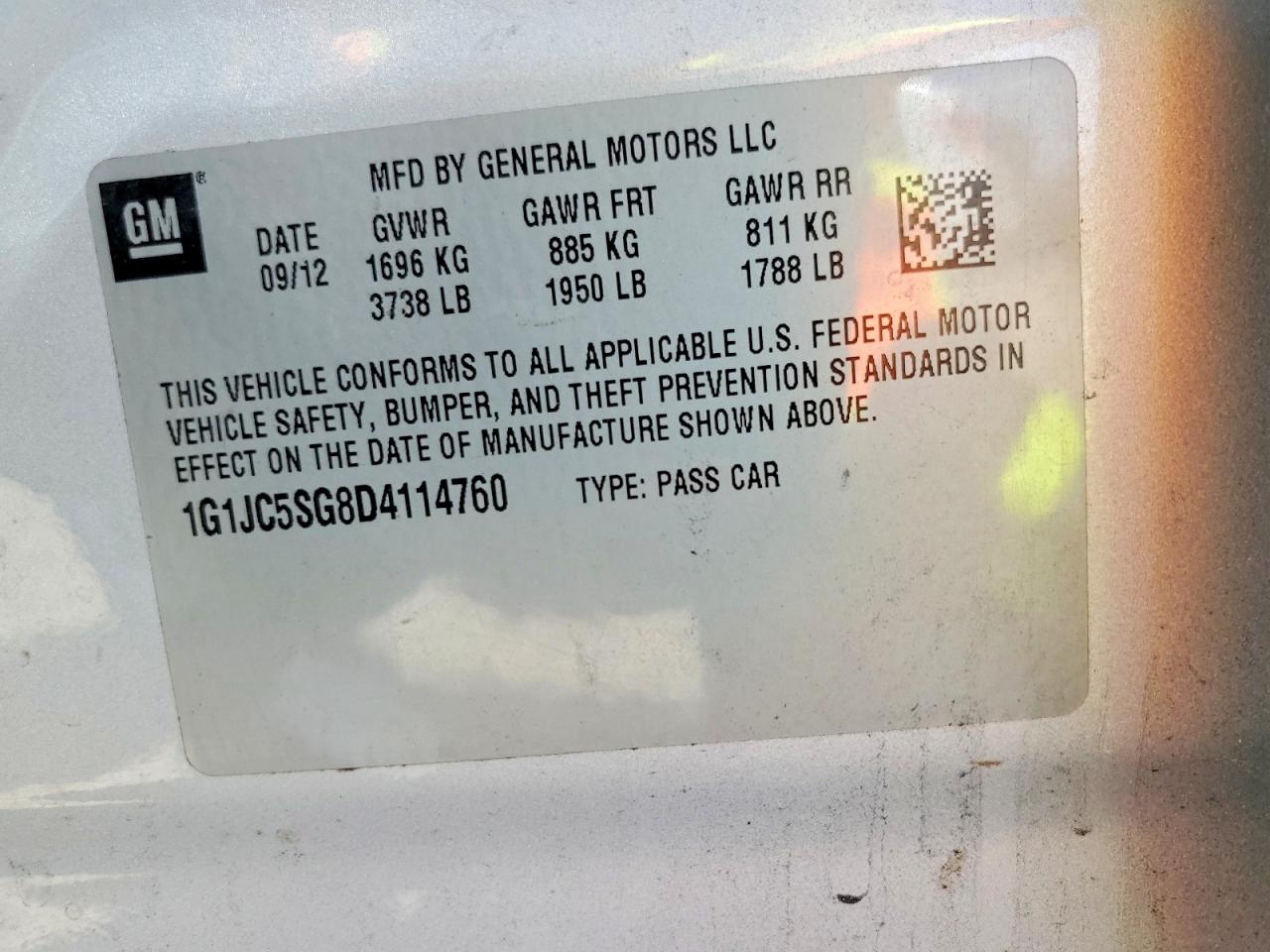 2013 Chevrolet Sonic Lt Silver vin: 1G1JC5SG8D4114760