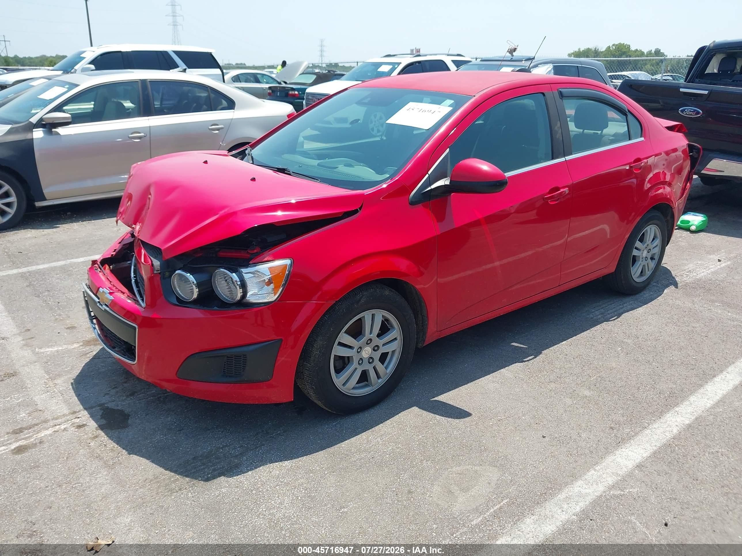2015 Chevrolet Sonic Lt Auto Red vin: 1G1JC5SH0F4220650