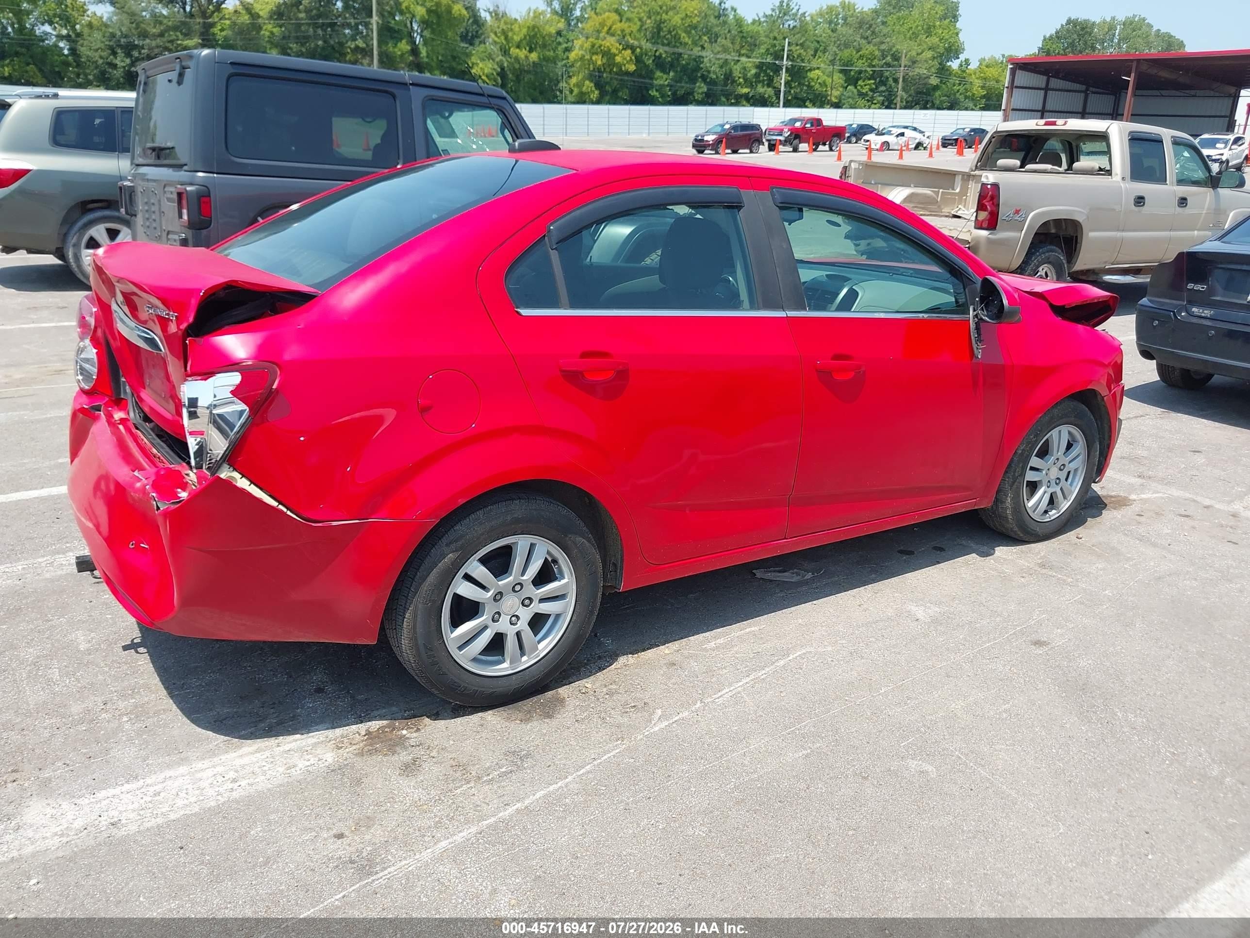 2015 Chevrolet Sonic Lt Auto Red vin: 1G1JC5SH0F4220650