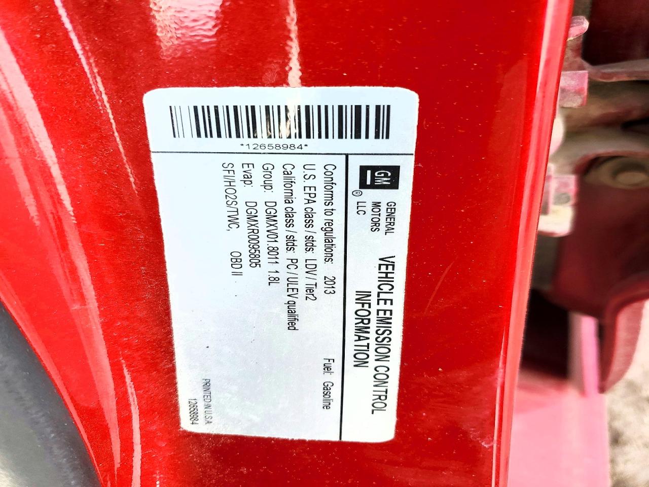 2013 Chevrolet Sonic Lt Red vin: 1G1JC5SH1D4170516