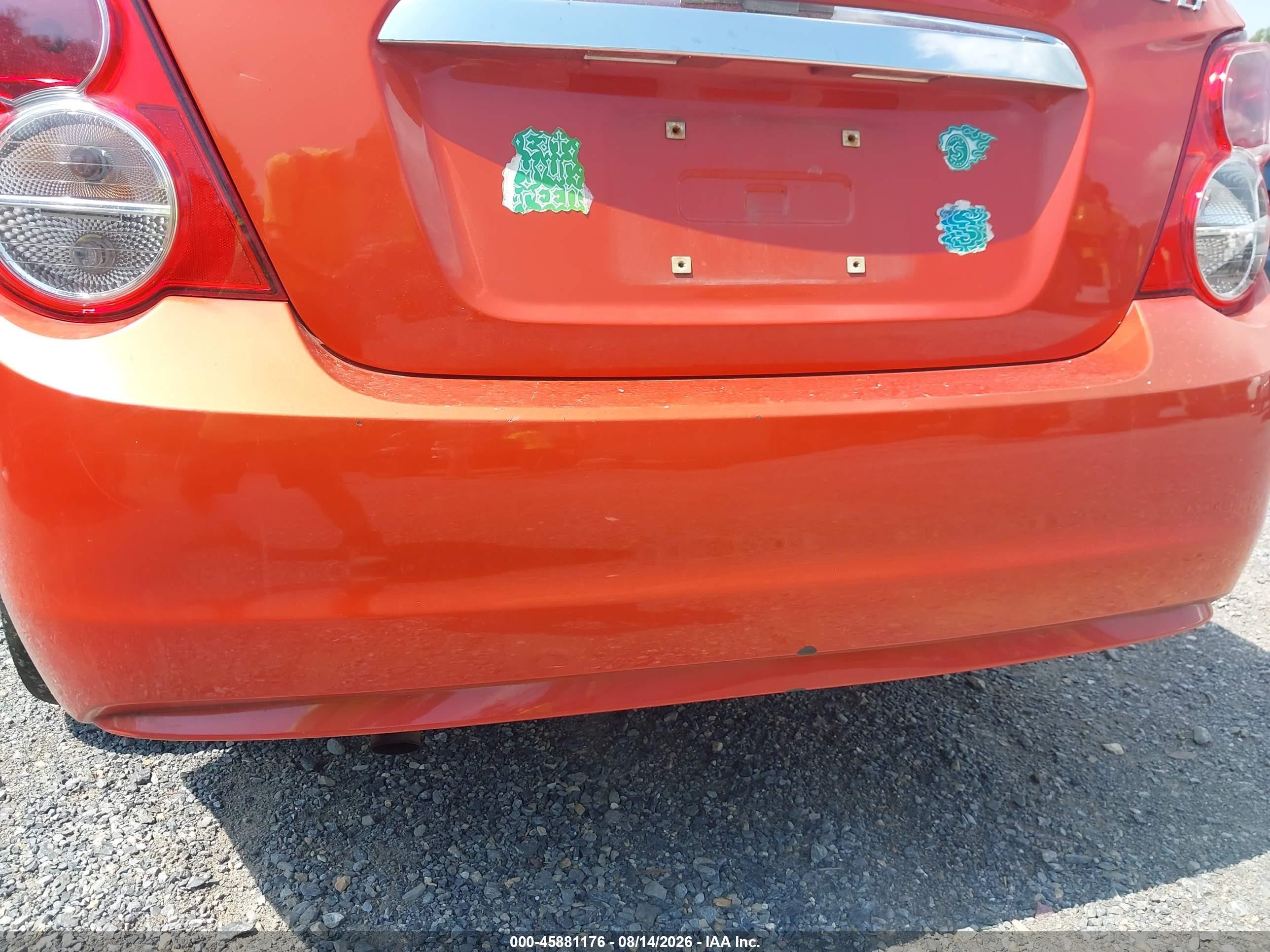 2012 Chevrolet Sonic 2lt Orange vin: 1G1JC5SH2C4140360