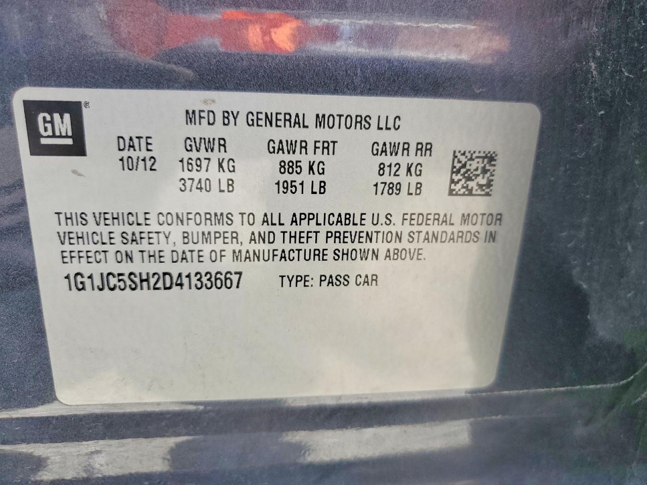 2013 Chevrolet Sonic Lt Gray vin: 1G1JC5SH2D4133667