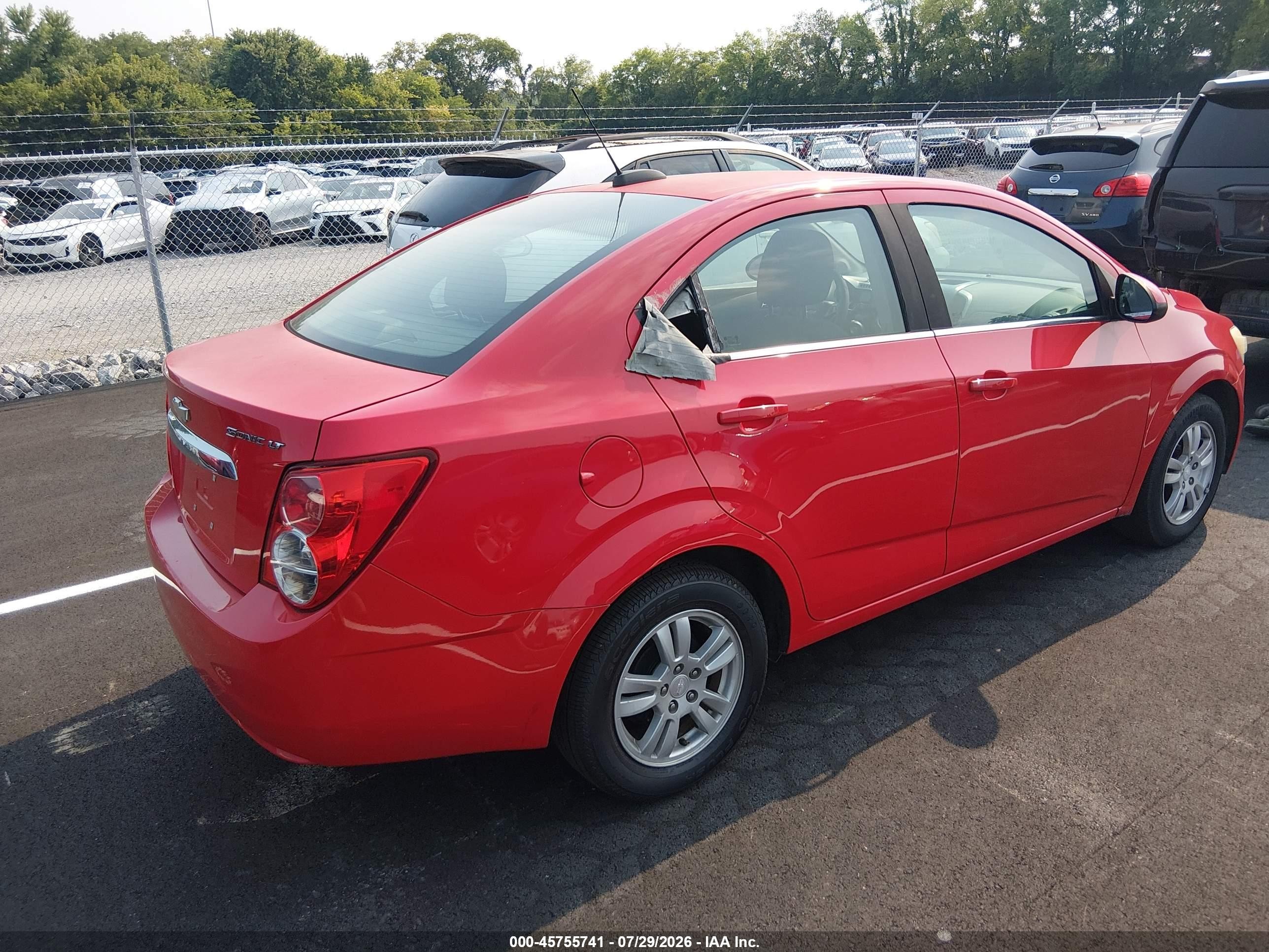 2015 Chevrolet Sonic Lt Auto Red vin: 1G1JC5SH2F4185643