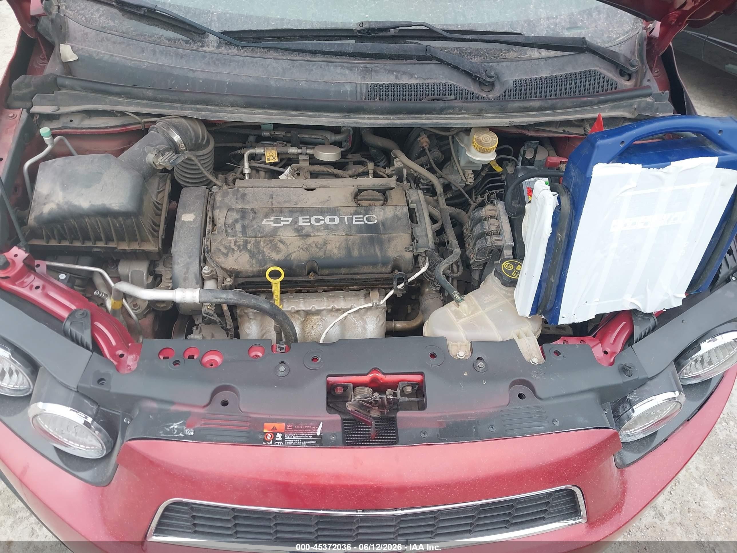 2014 Chevrolet Sonic Lt Auto Red vin: 1G1JC5SH3E4106317