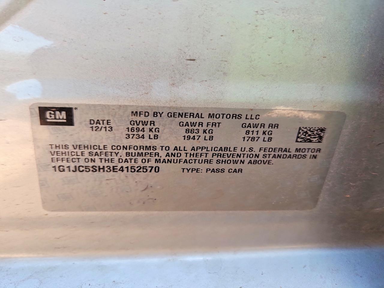 2014 Chevrolet Sonic Lt Silver vin: 1G1JC5SH3E4152570